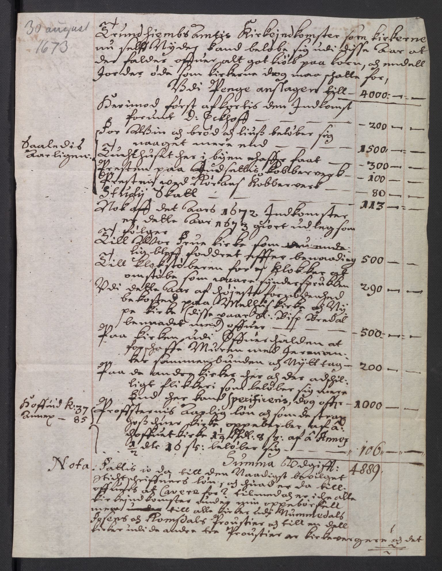 Rentekammeret inntil 1814, Reviderte regnskaper, Kirkeregnskap, AV/RA-EA-4067/Rf/L0121: Kirkeregnskap, 1656-1679, p. 254