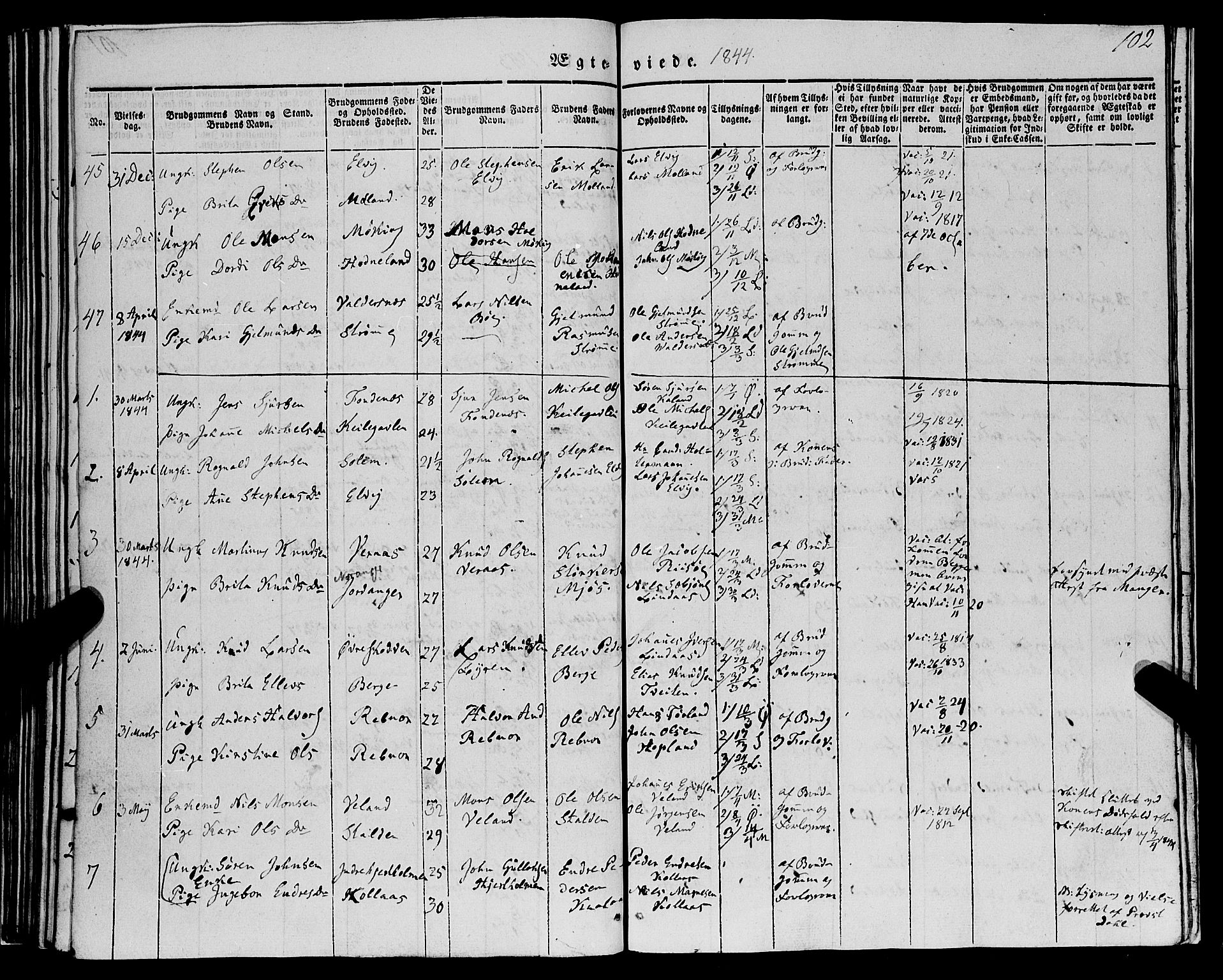 Lindås Sokneprestembete, SAB/A-76701/H/Haa: Parish register (official) no. A 12, 1836-1848, p. 102