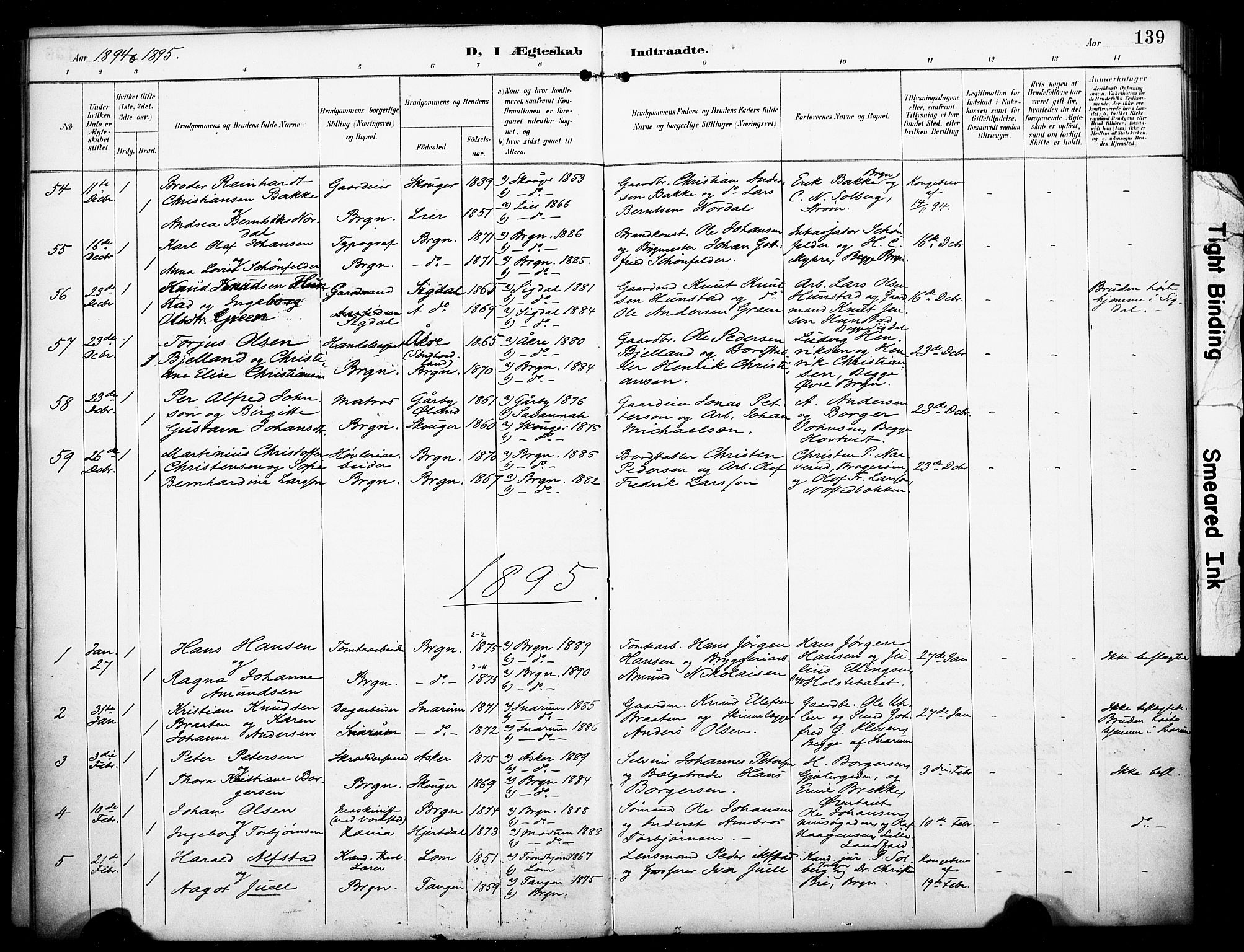 Bragernes kirkebøker, SAKO/A-6/F/Fc/L0006: Parish register (official) no. III 6, 1888-1899, p. 139