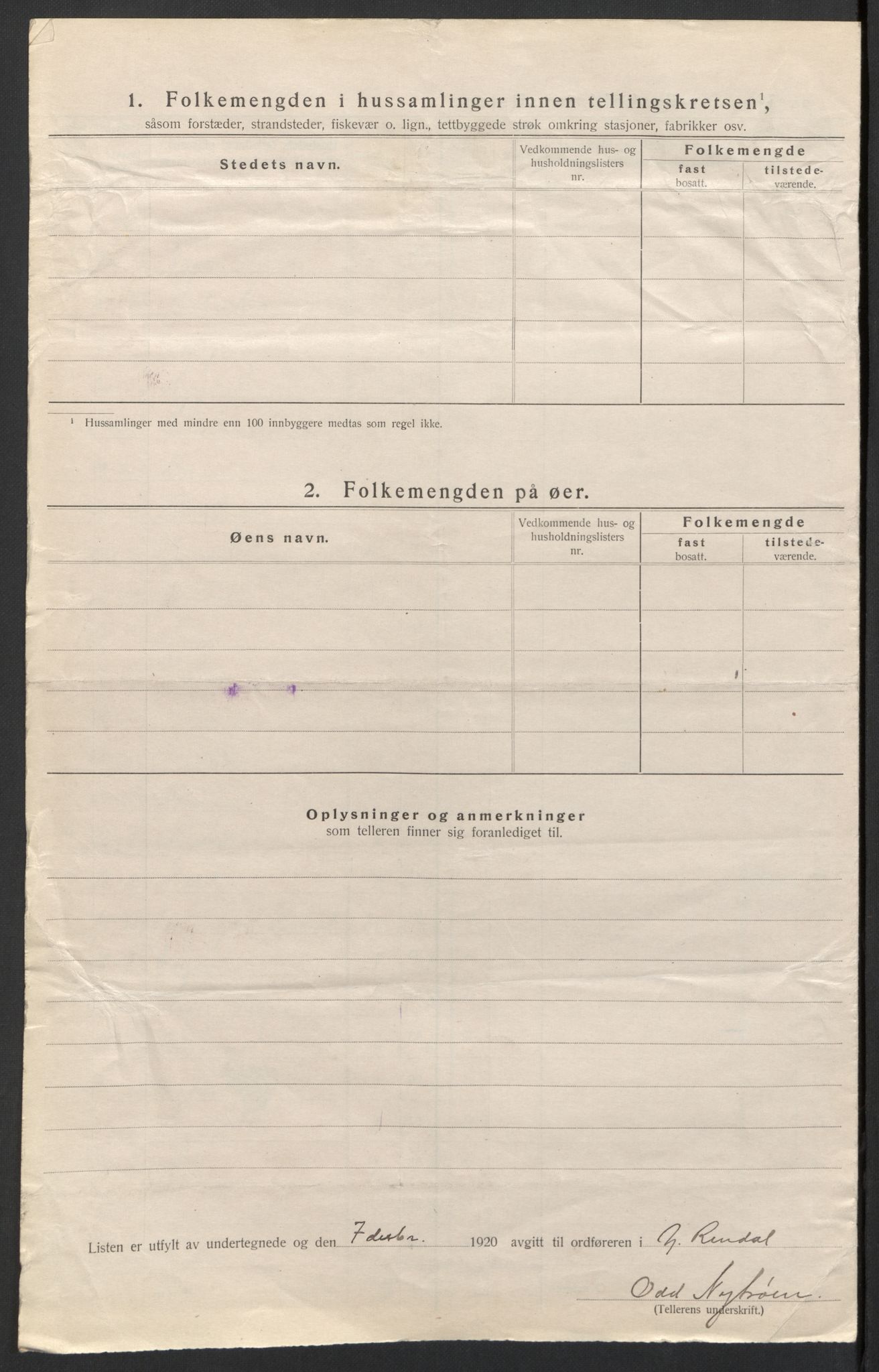 SAH, 1920 census for Ytre Rendal, 1920, p. 18