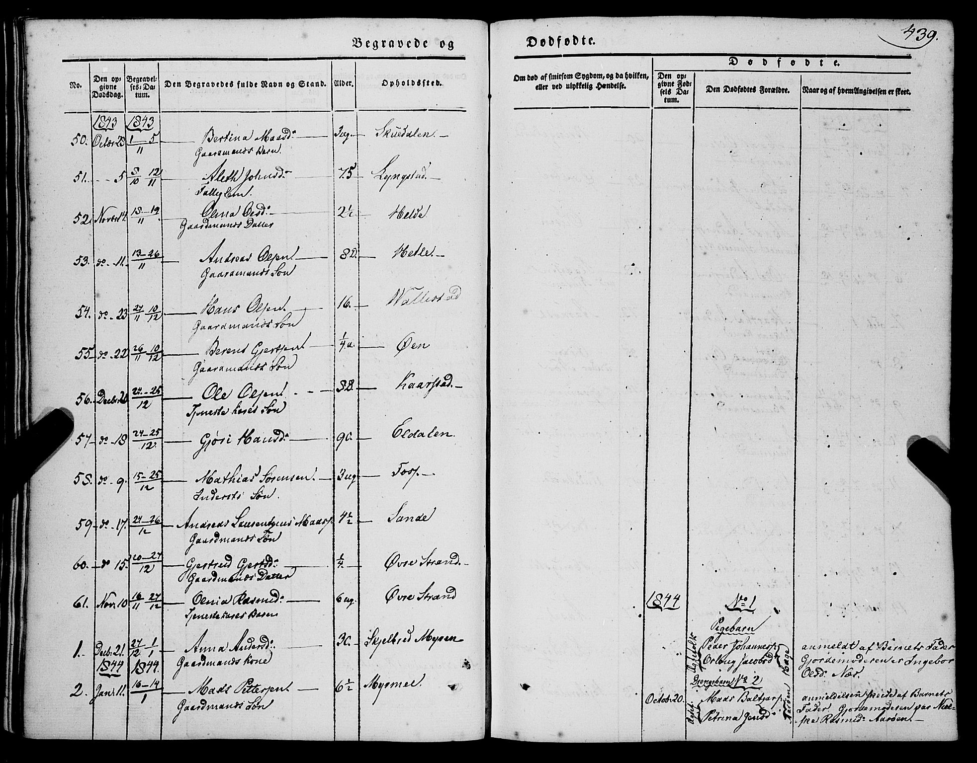 Gaular sokneprestembete, SAB/A-80001/H/Haa: Parish register (official) no. A 4II, 1841-1859, p. 439