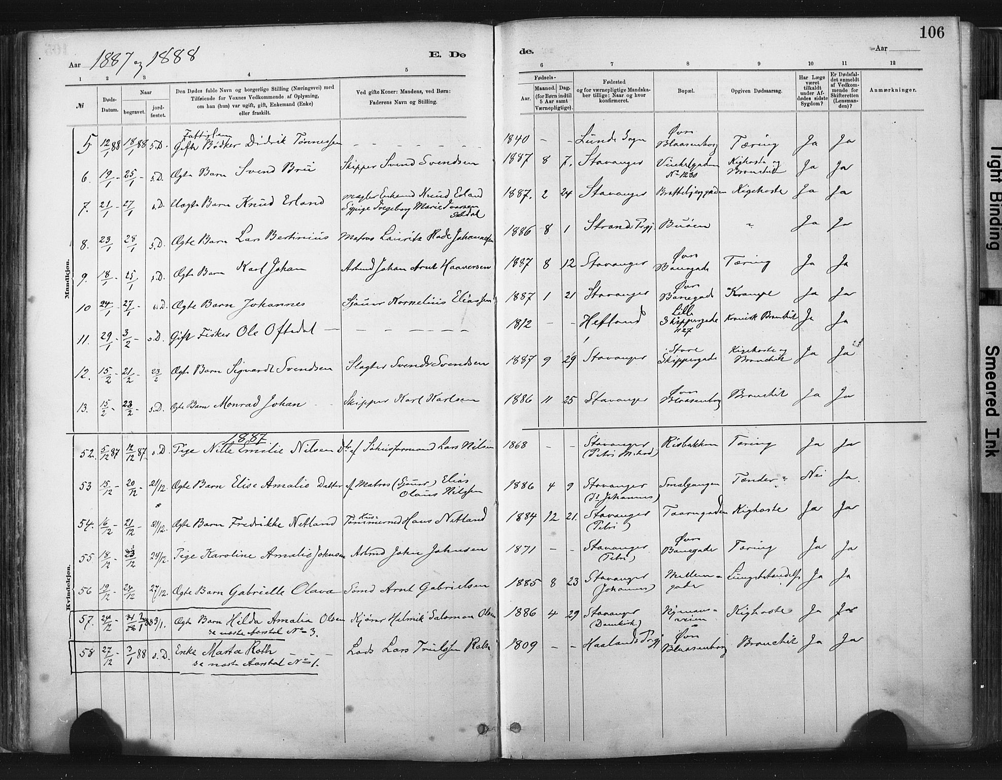 St. Johannes sokneprestkontor, AV/SAST-A-101814/001/30/30BA/L0003: Parish register (official) no. A 3, 1885-1910, p. 106