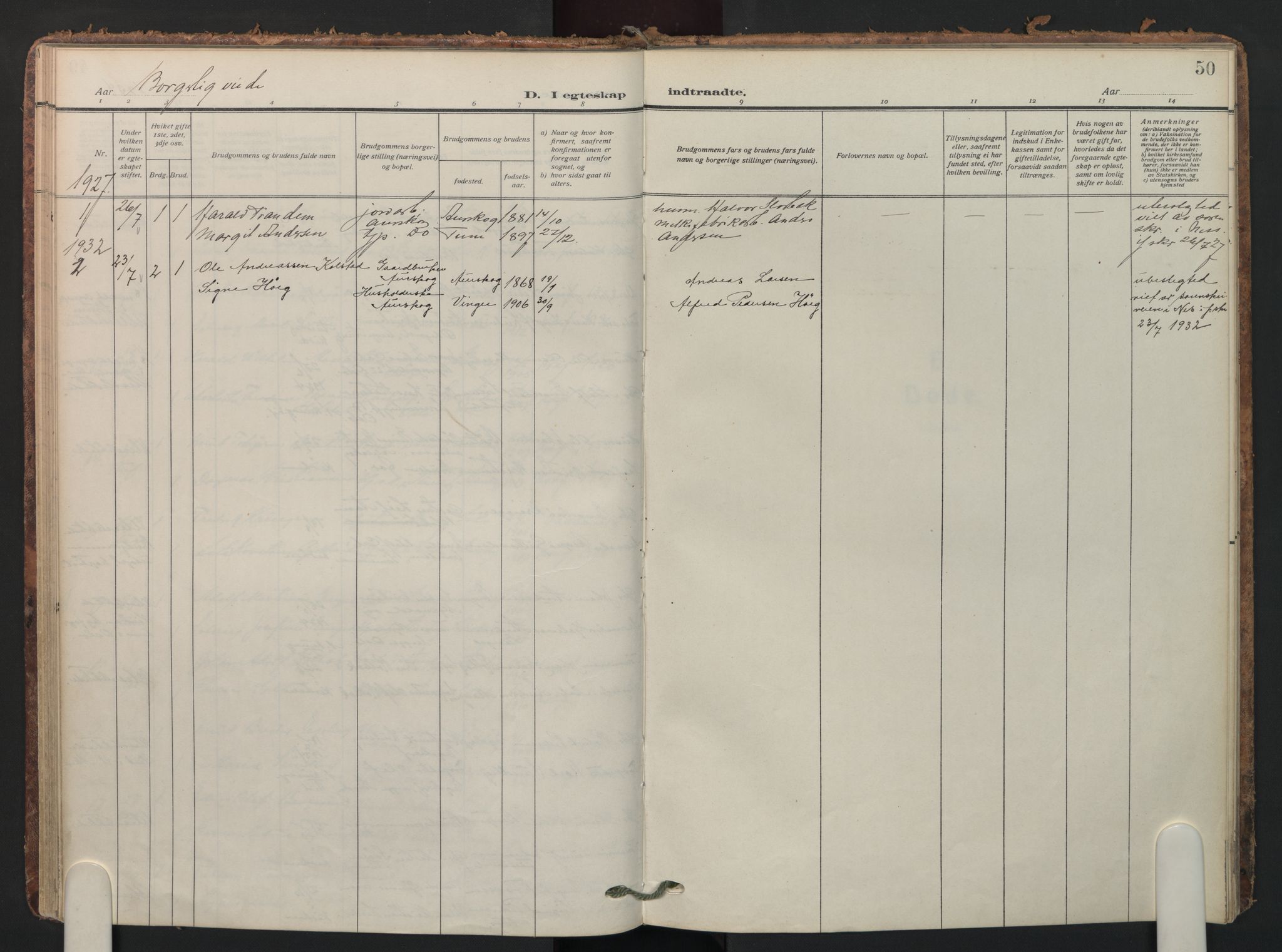 Aurskog prestekontor Kirkebøker, AV/SAO-A-10304a/F/Fa/L0016: Parish register (official) no. I 16, 1910-1934, p. 50