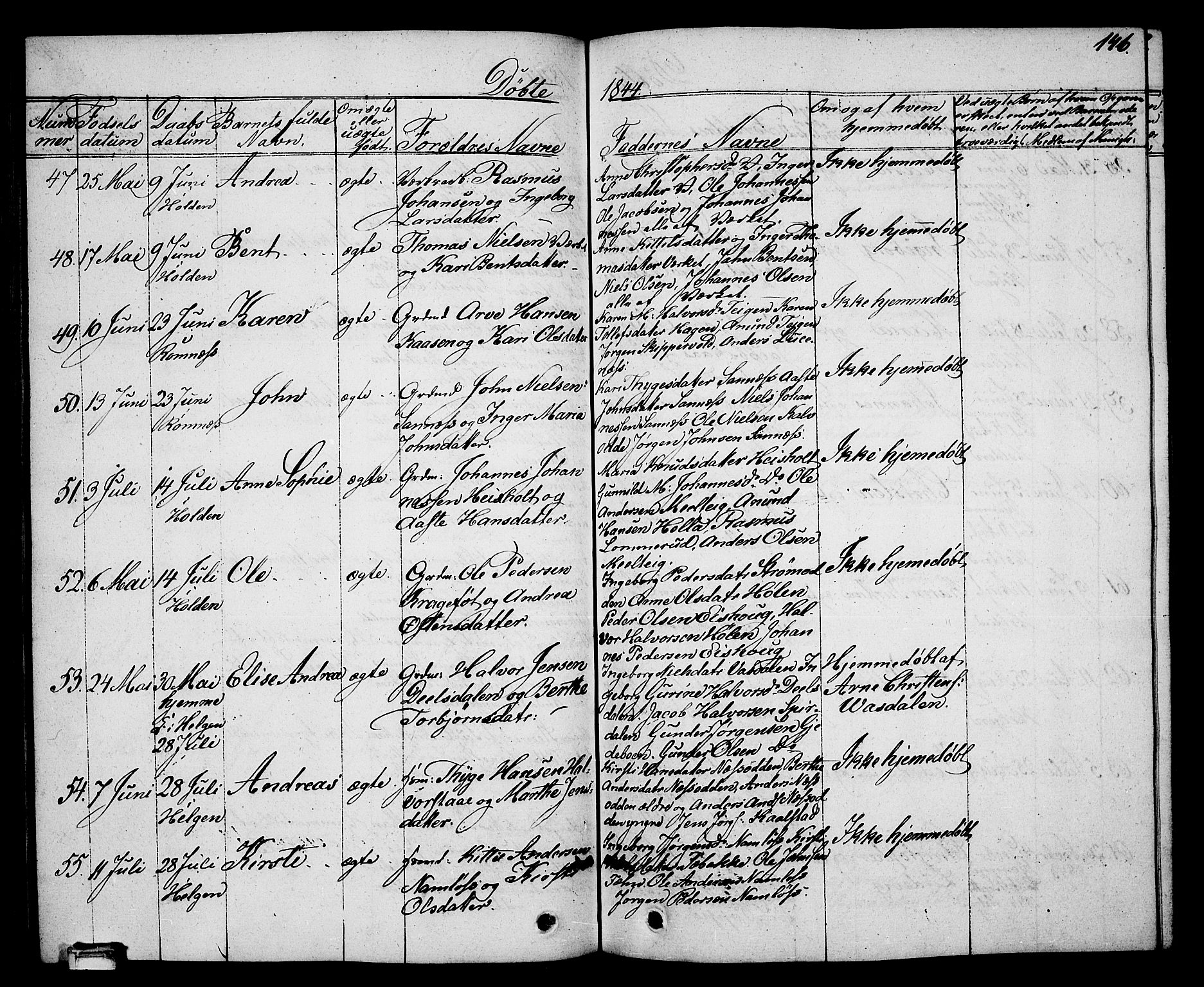 Holla kirkebøker, AV/SAKO-A-272/G/Ga/L0002: Parish register (copy) no. I 2, 1830-1848, p. 146