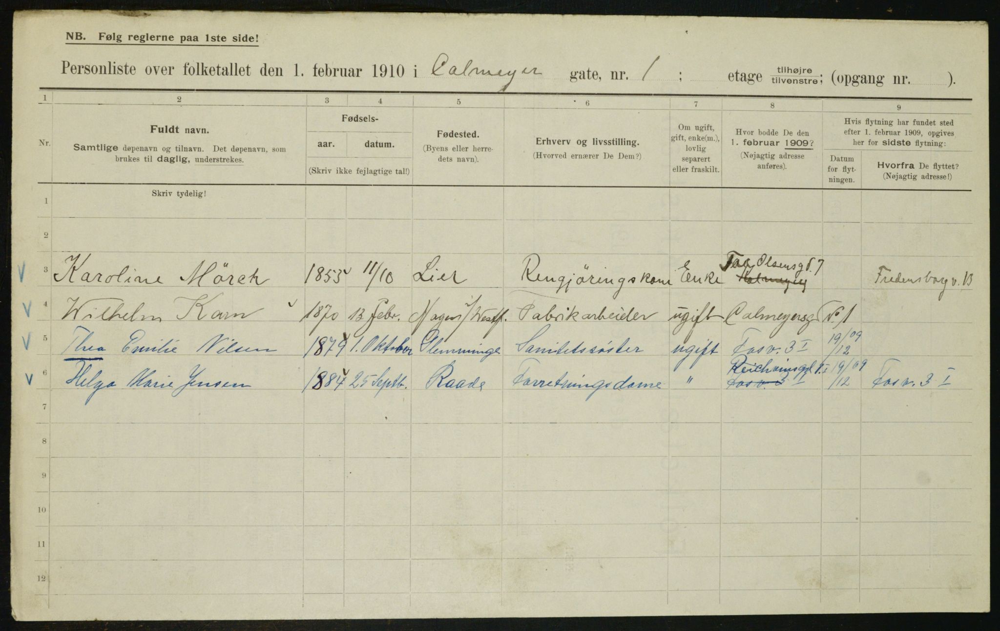 OBA, Municipal Census 1910 for Kristiania, 1910, p. 10872