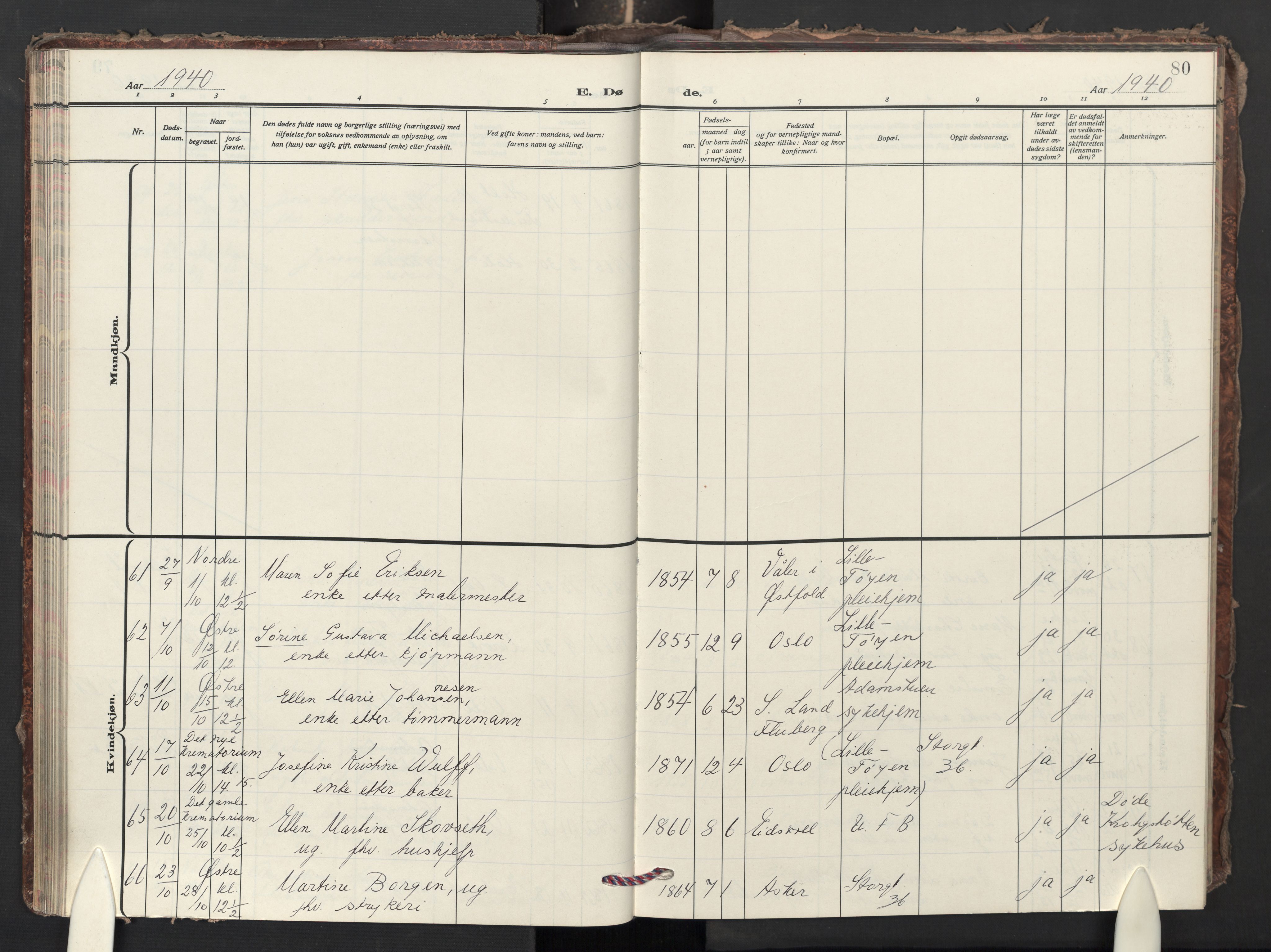 Krohgstøtten sykehusprest Kirkebøker, AV/SAO-A-10854/F/Fa/L0006: Parish register (official) no. 6, 1935-1951, p. 80