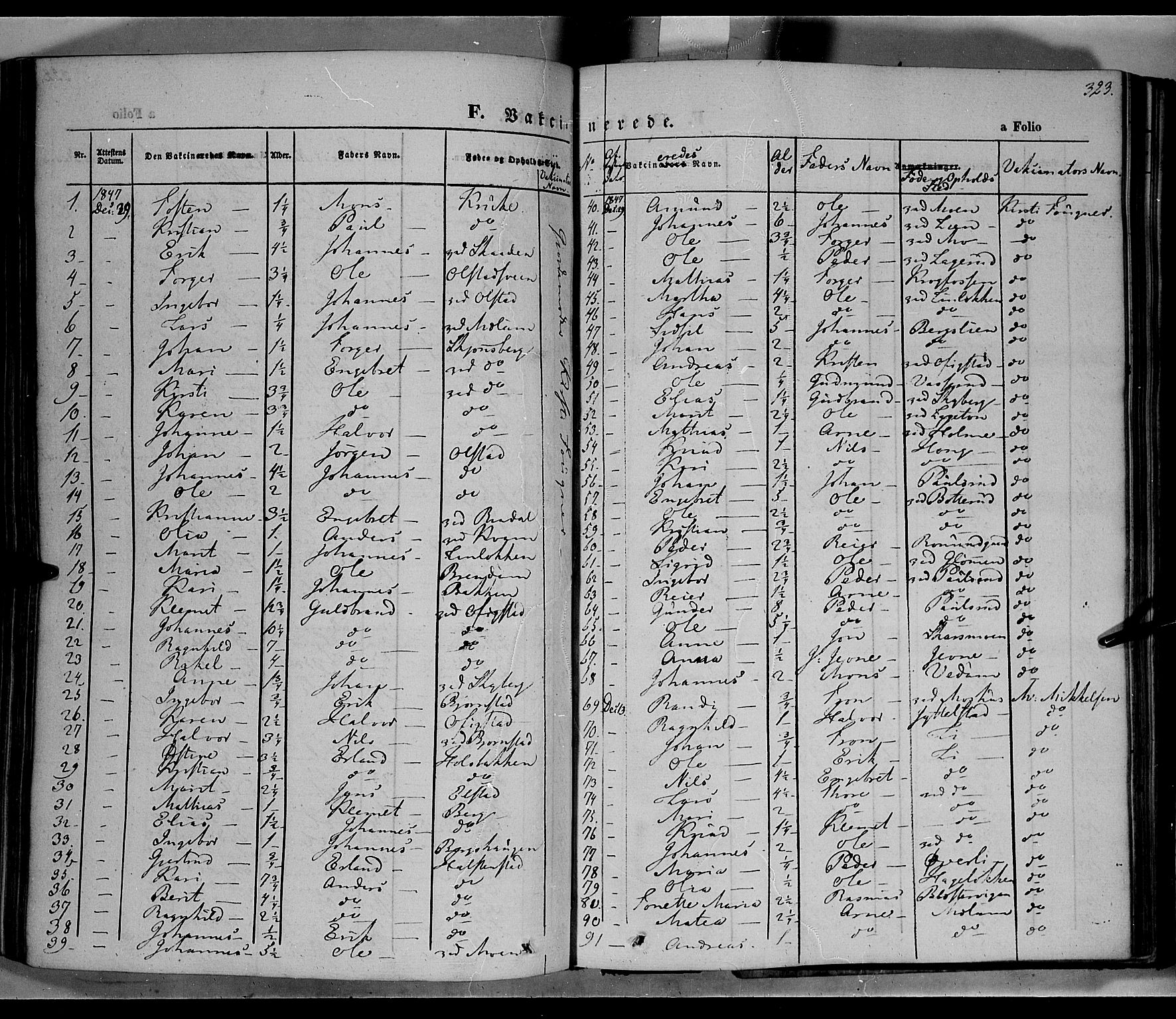 Øyer prestekontor, SAH/PREST-084/H/Ha/Haa/L0005: Parish register (official) no. 5, 1842-1857, p. 323
