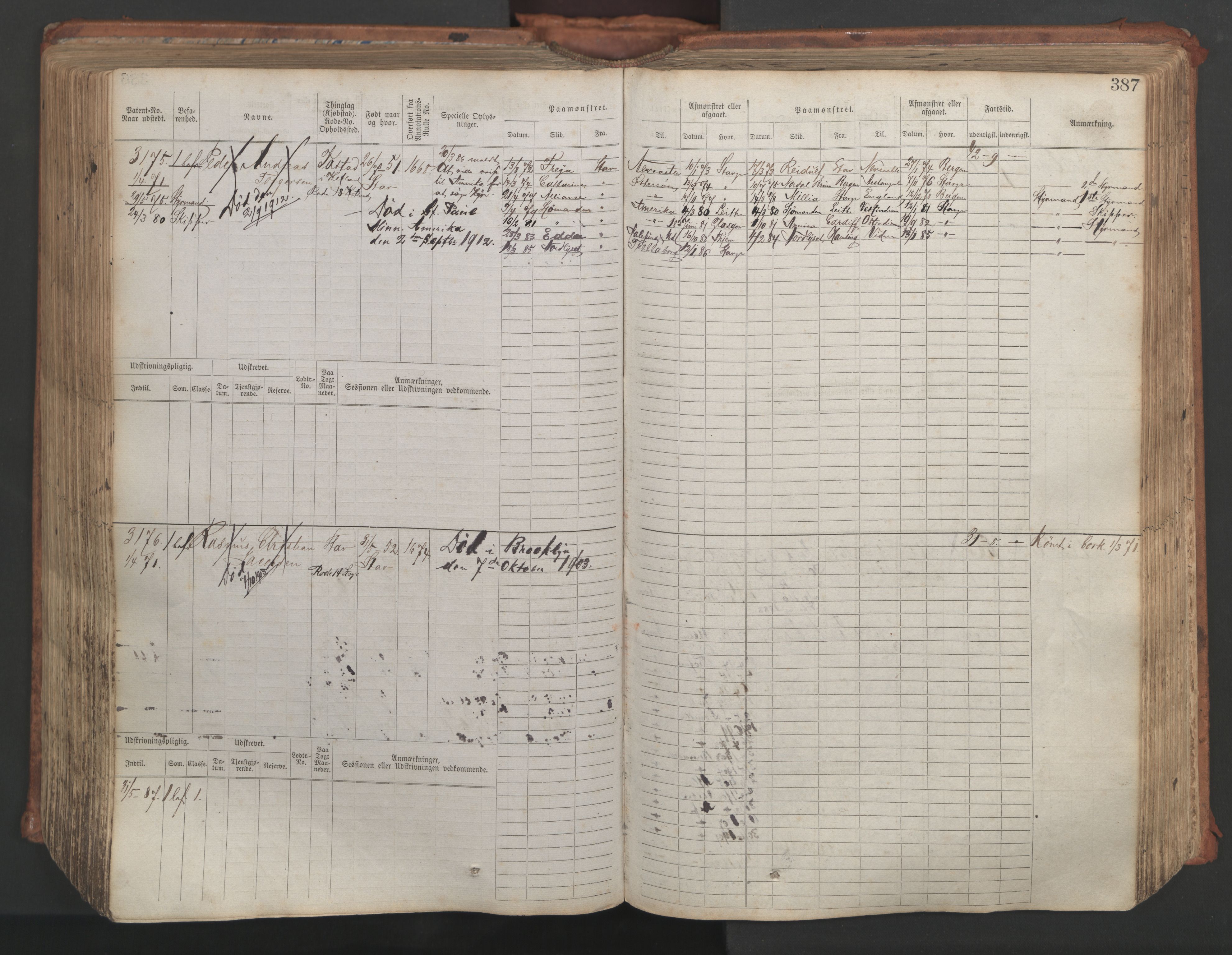 Stavanger sjømannskontor, AV/SAST-A-102006/F/Fb/Fbb/L0007: Sjøfartshovedrulle, patentnr. 2403-3604, 1869-1880, p. 434