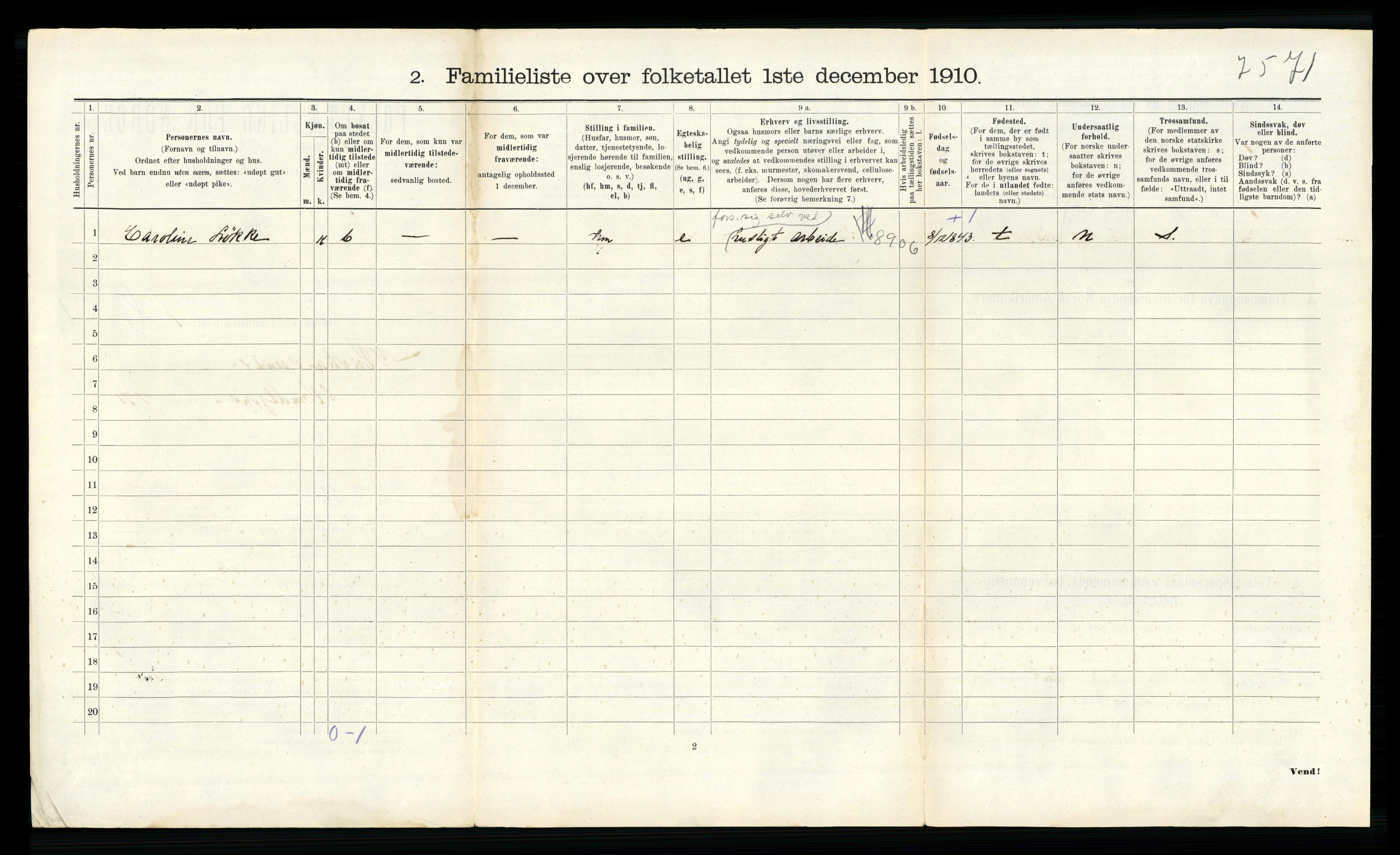 RA, 1910 census for Kristiansund, 1910, p. 412