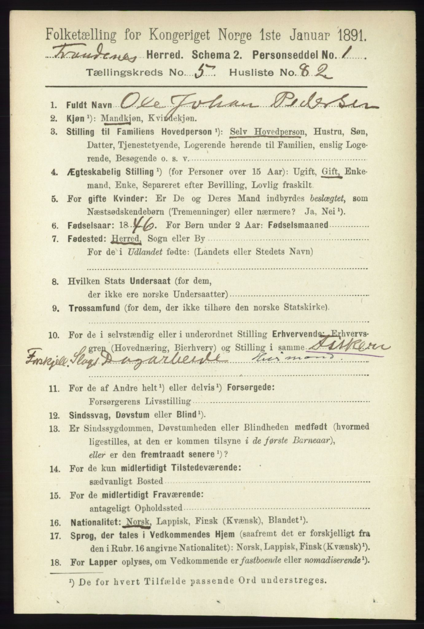 RA, 1891 census for 1914 Trondenes, 1891, p. 3432