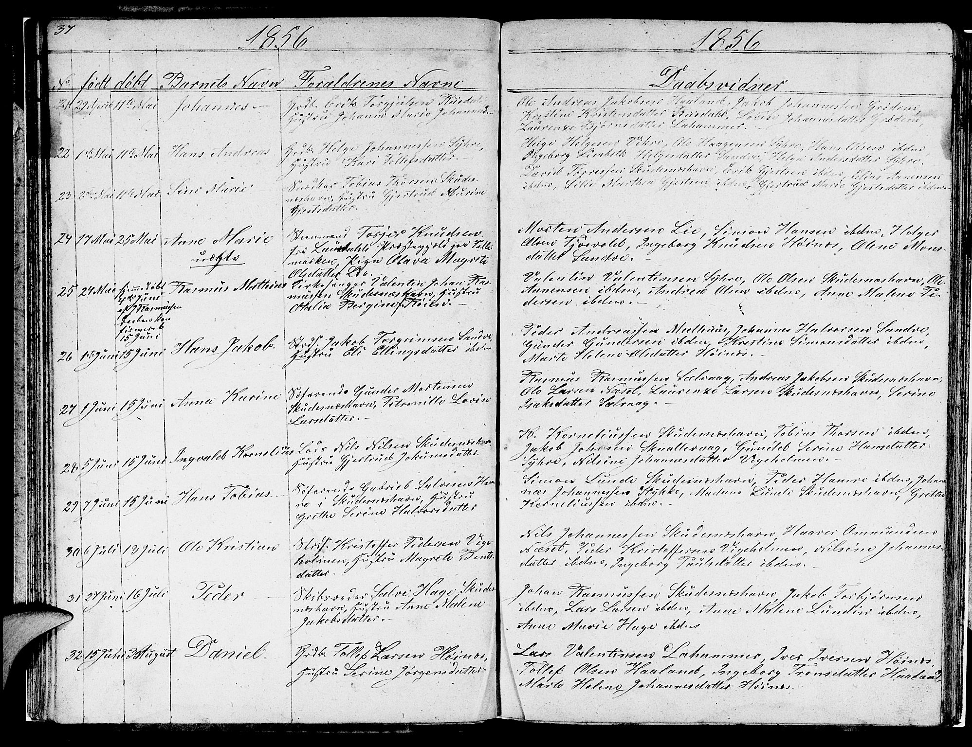 Skudenes sokneprestkontor, AV/SAST-A -101849/H/Ha/Hab/L0001: Parish register (copy) no. B 1, 1848-1864, p. 37