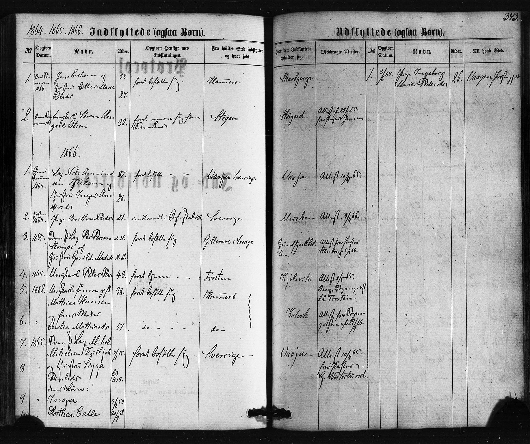 Ministerialprotokoller, klokkerbøker og fødselsregistre - Nordland, AV/SAT-A-1459/861/L0867: Parish register (official) no. 861A02, 1864-1878, p. 343