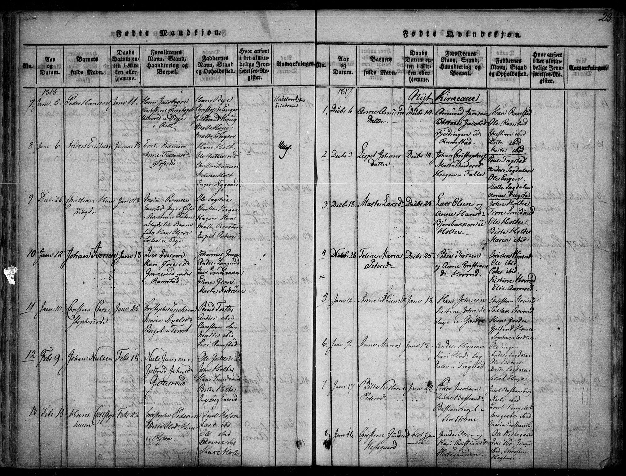 Fet prestekontor Kirkebøker, SAO/A-10370a/F/Fa/L0008: Parish register (official) no. I 8, 1815-1842, p. 23