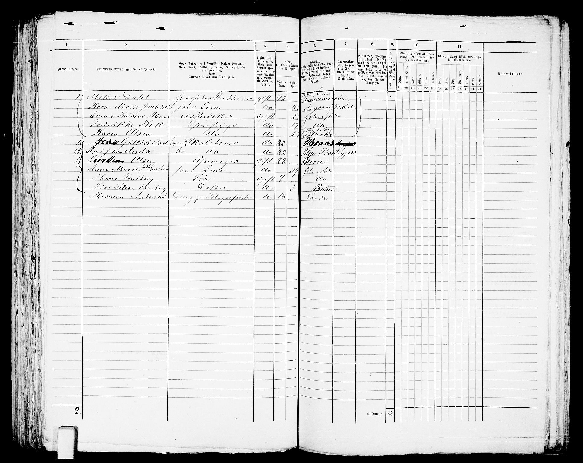 RA, 1865 census for Botne/Holmestrand, 1865, p. 222