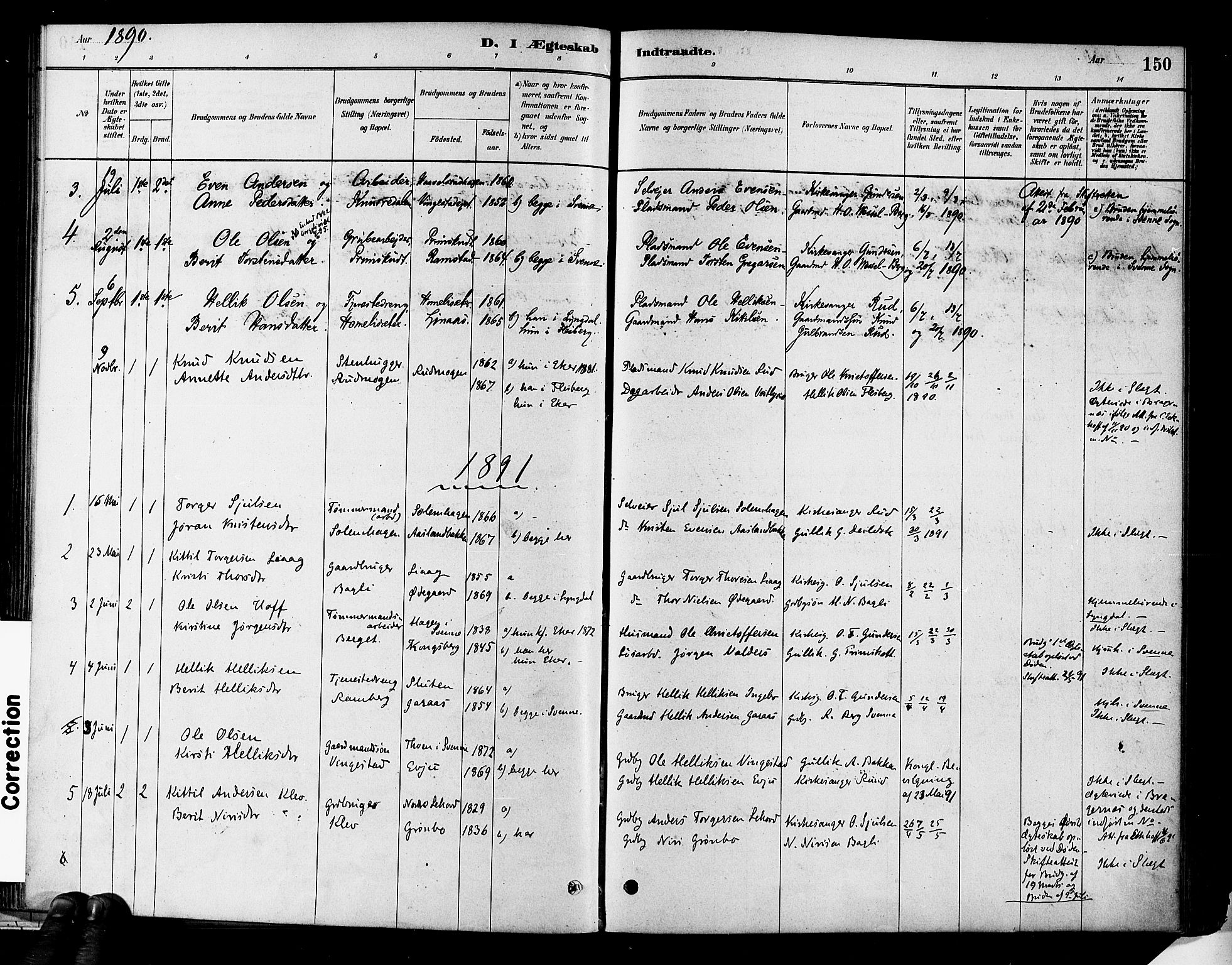 Flesberg kirkebøker, SAKO/A-18/F/Fa/L0008: Parish register (official) no. I 8, 1879-1899, p. 150