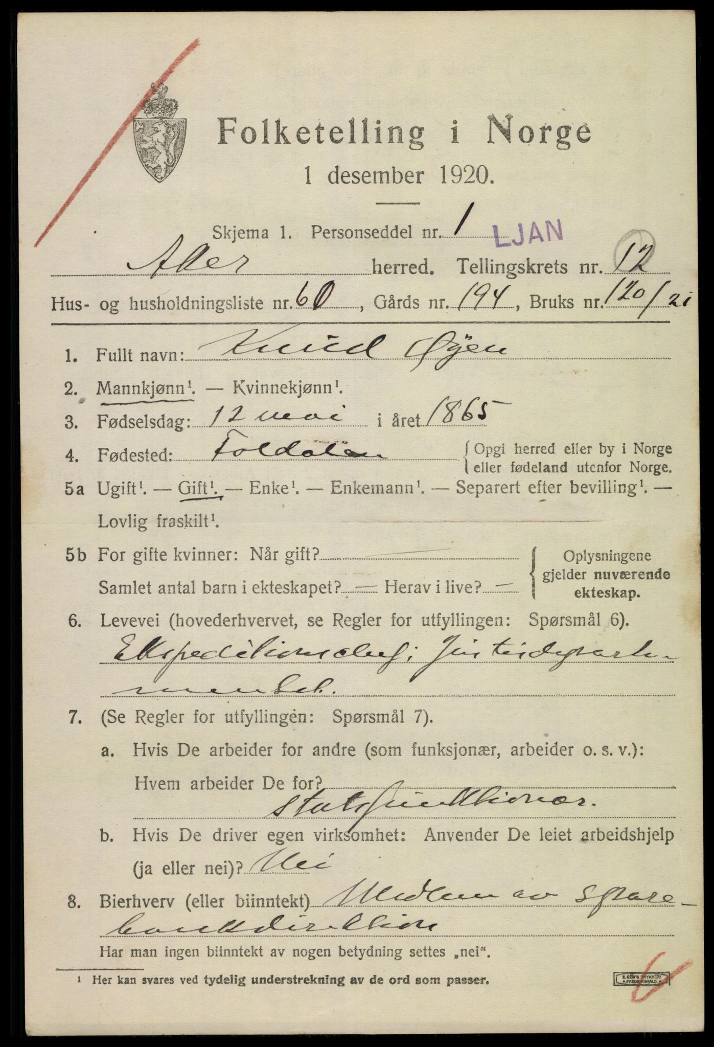 SAO, 1920 census for Aker, 1920, p. 74514