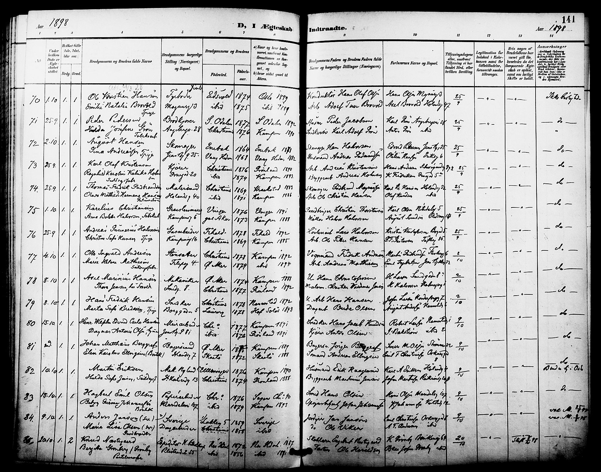 Kampen prestekontor Kirkebøker, SAO/A-10853/F/Fa/L0008: Parish register (official) no. I 8, 1892-1902, p. 141