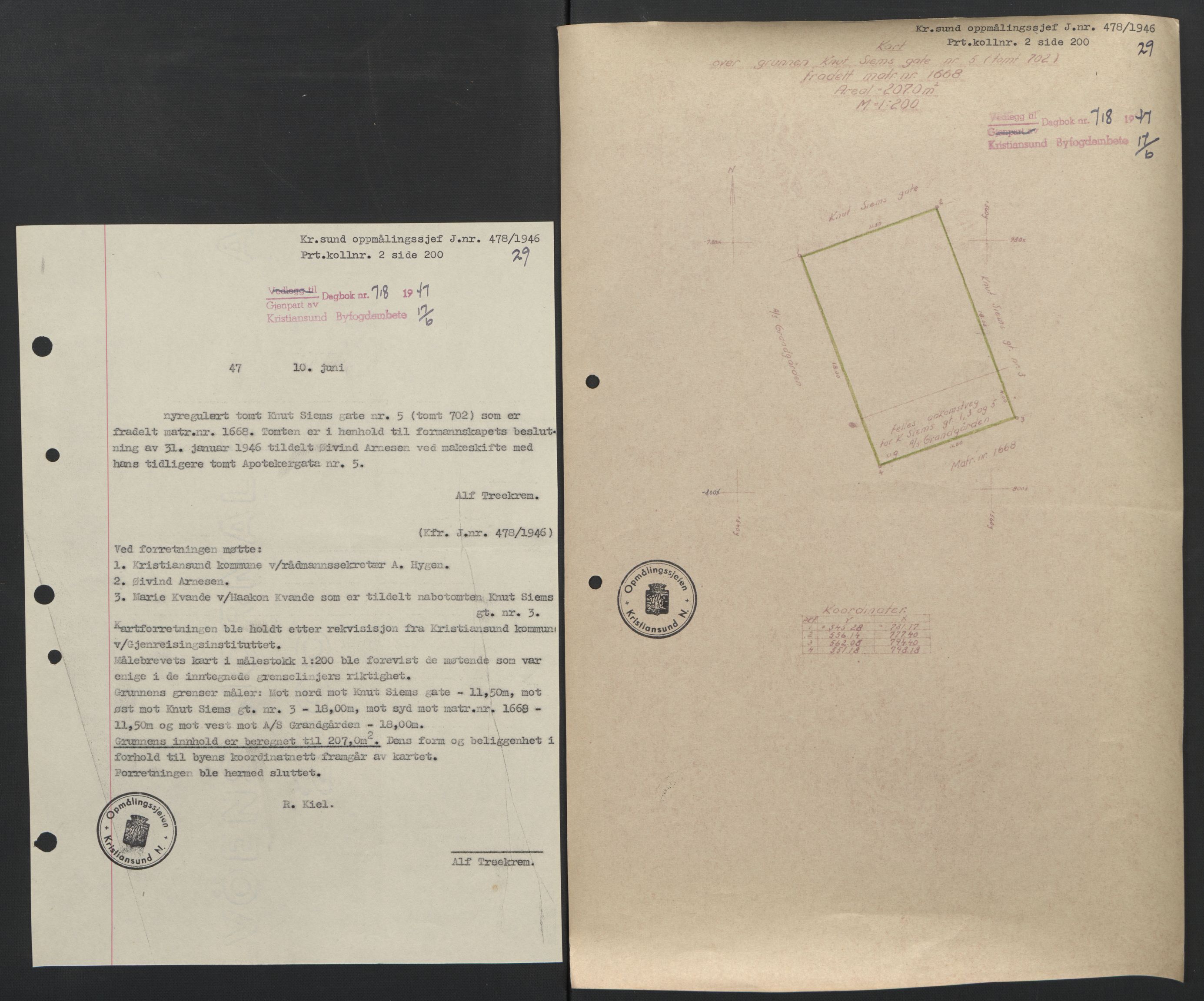 Kristiansund byfogd, AV/SAT-A-4587/A/27: Mortgage book no. 42, 1947-1950, Diary no: : 718/1947