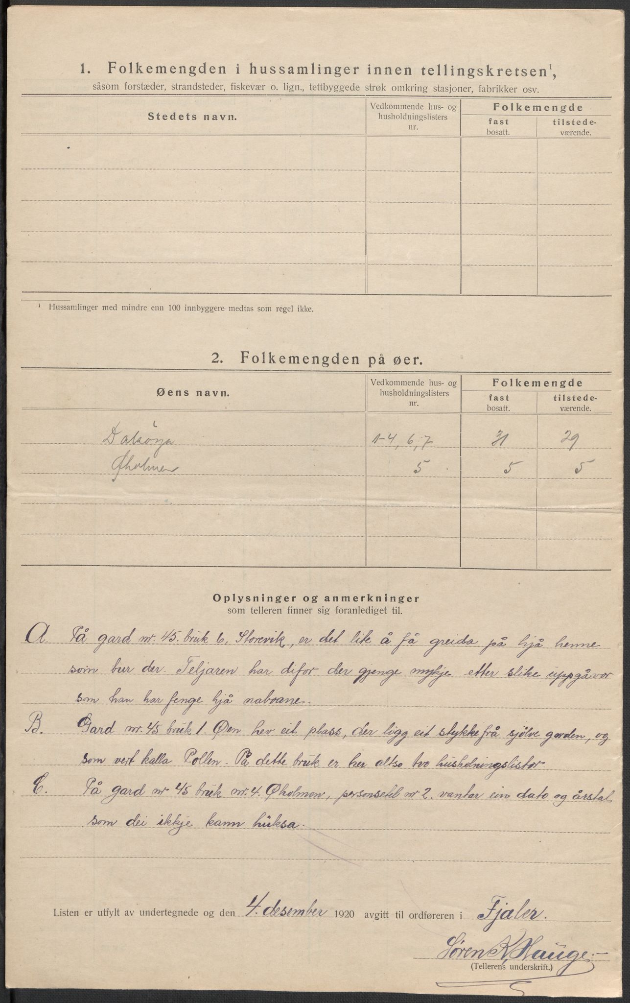 SAB, 1920 census for Fjaler, 1920, p. 31