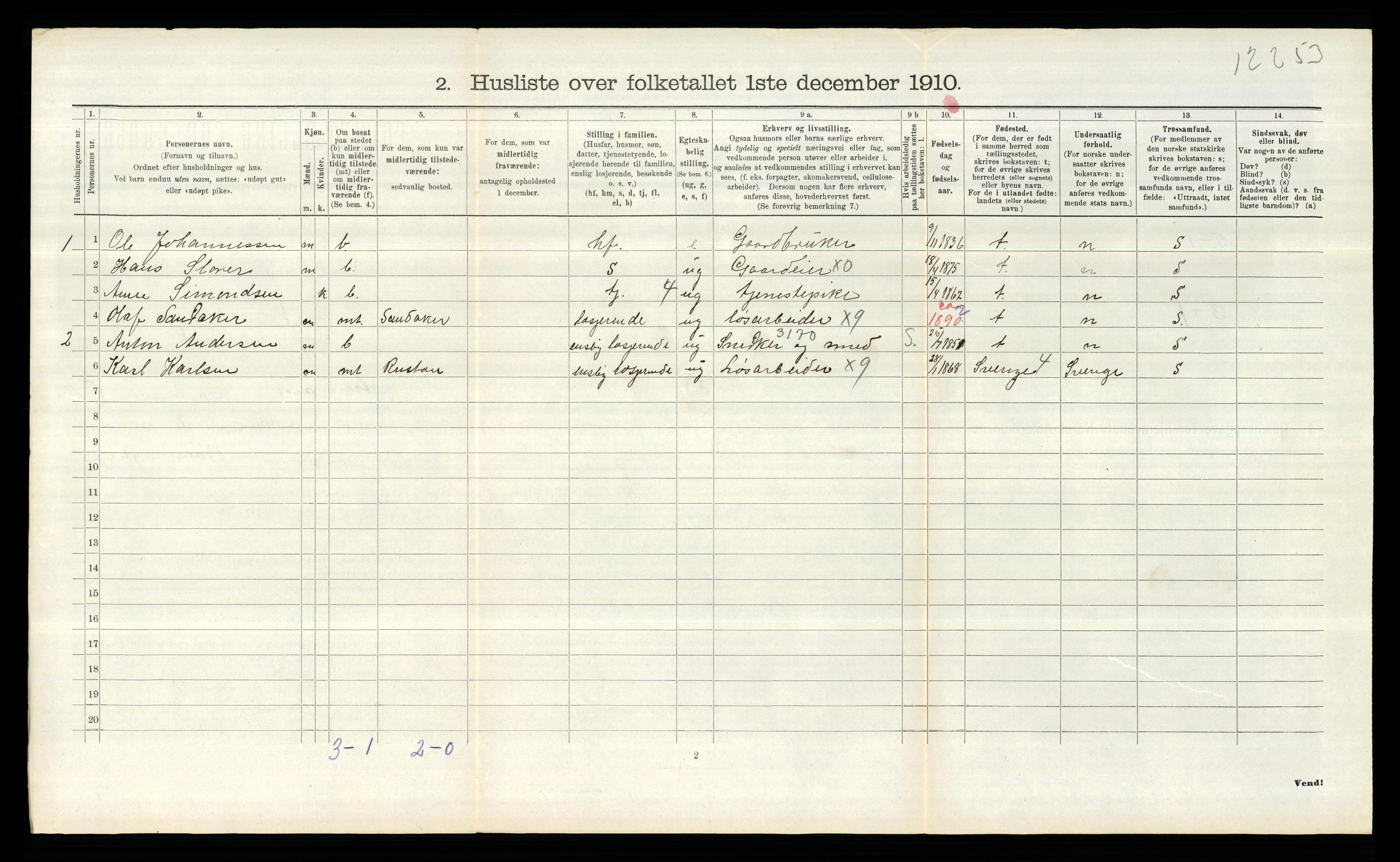 RA, 1910 census for Aremark, 1910, p. 586