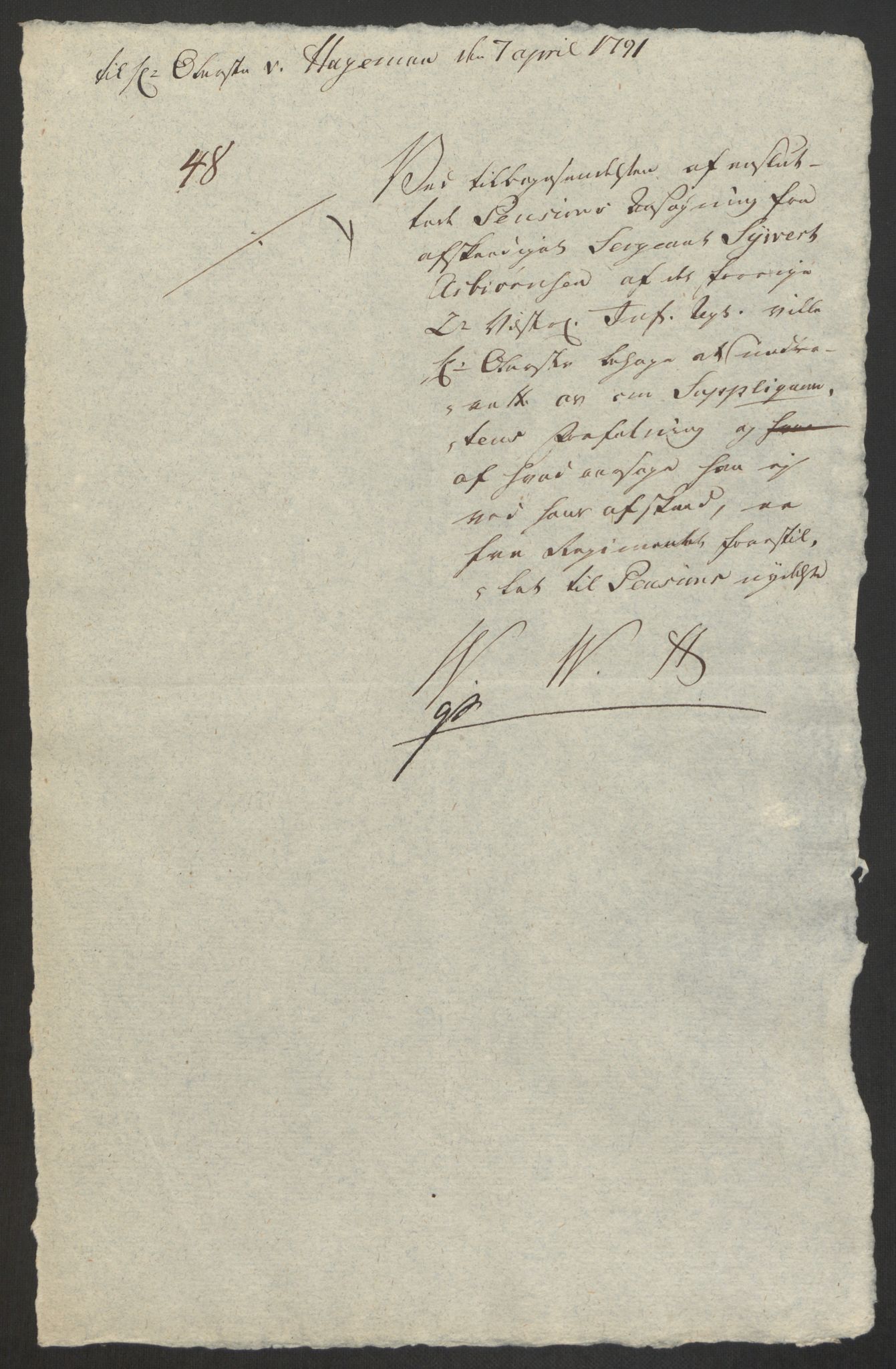 Forsvaret, Den norske kvesthuskasse/krigshospitalkasse, AV/RA-RAFA-1887/F/Fa/L0008: Konsepter, 1790-1793, p. 437