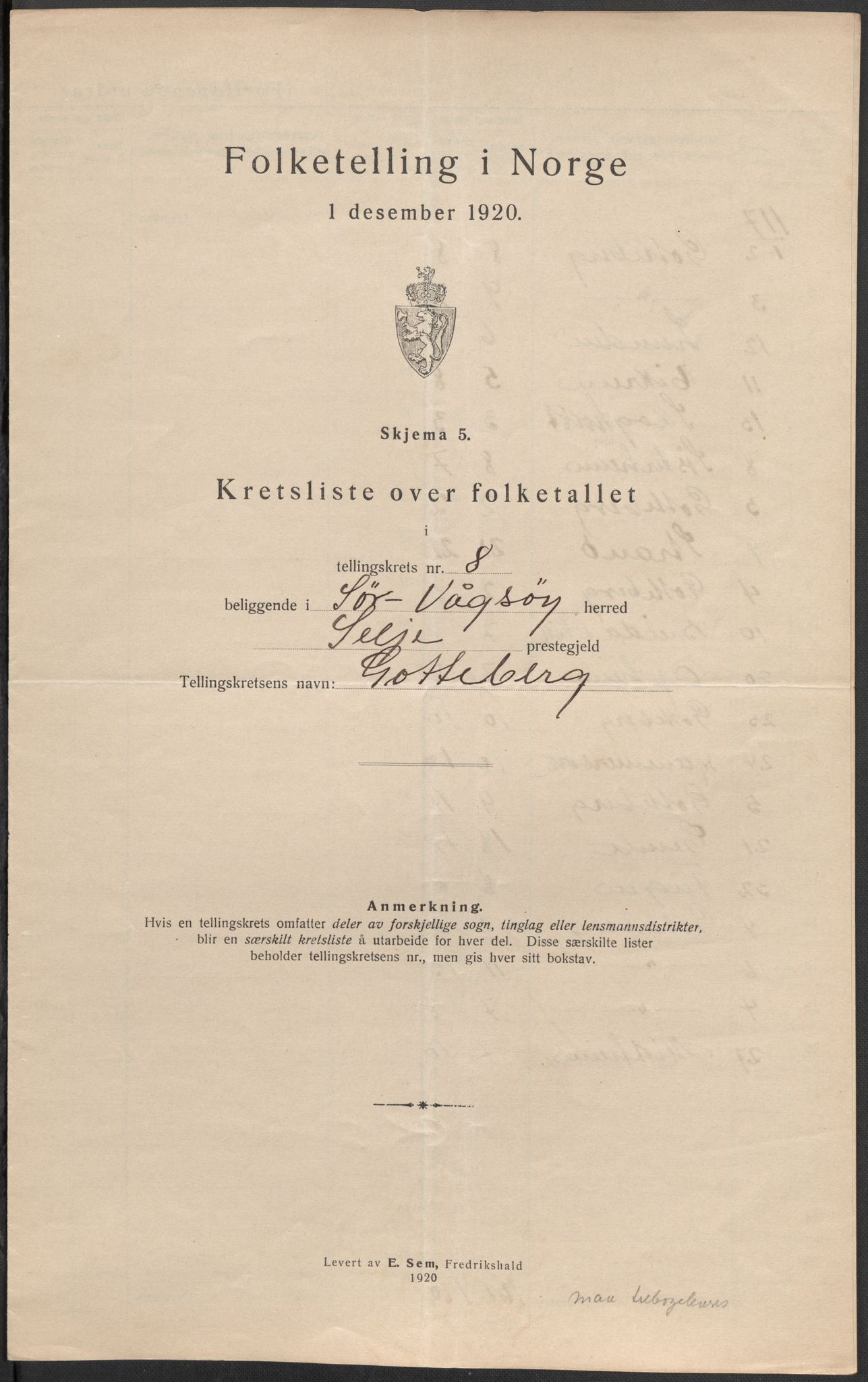 SAB, 1920 census for Sør-Vågsøy, 1920, p. 26