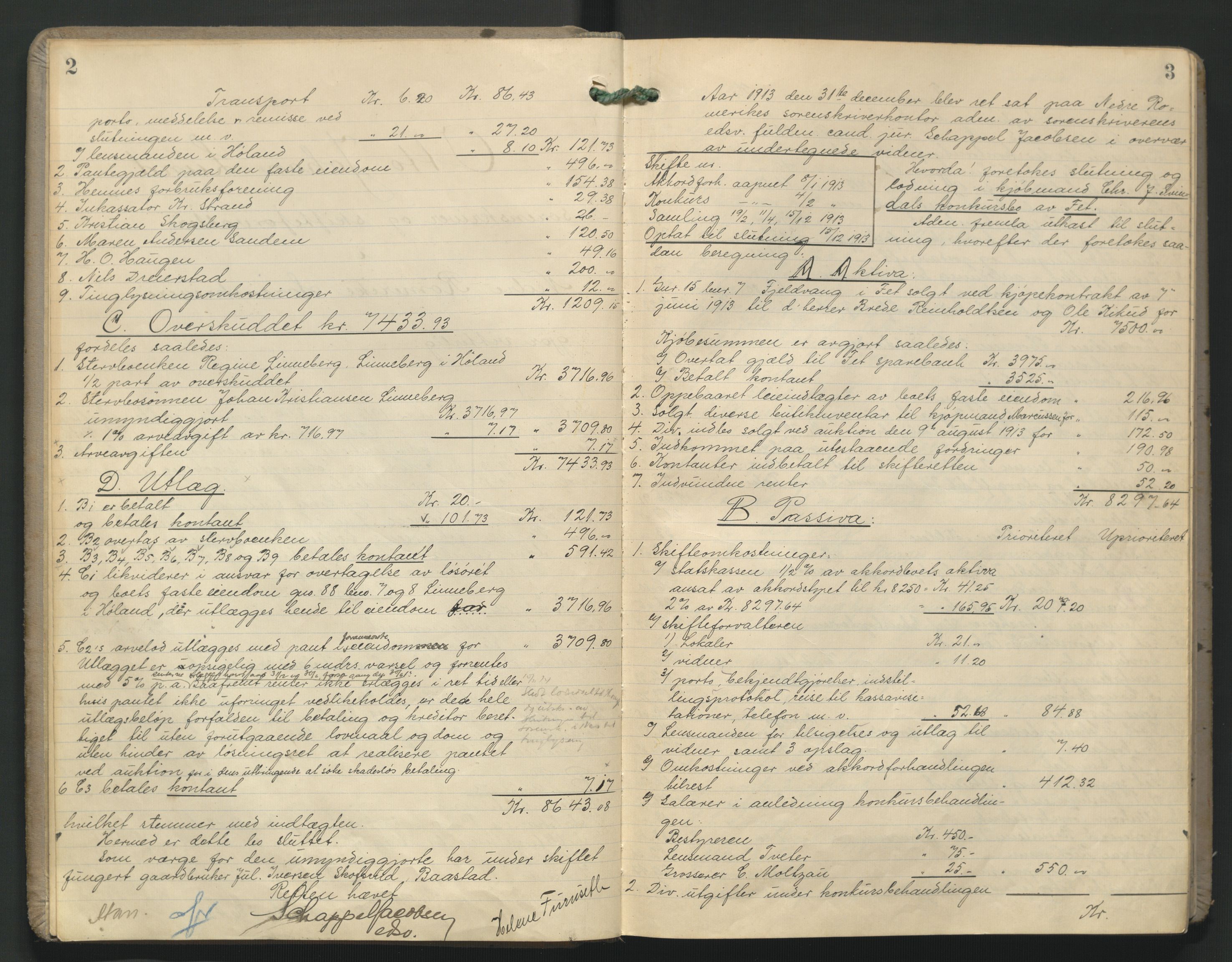 Nedre Romerike sorenskriveri, AV/SAO-A-10469/H/He/Hec/L0012: Skifteutlodningsprotokoll, 1913-1924, p. 2-3