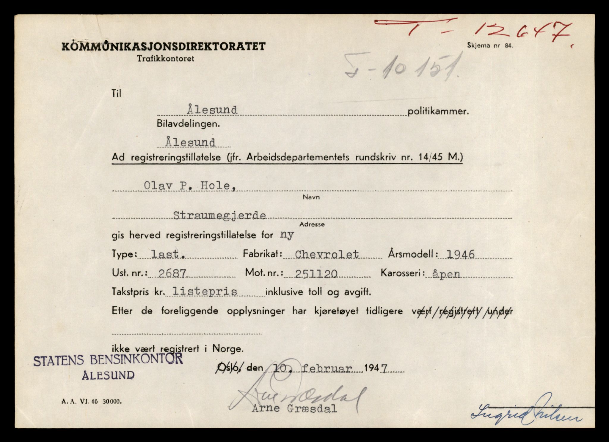 Møre og Romsdal vegkontor - Ålesund trafikkstasjon, AV/SAT-A-4099/F/Fe/L0034: Registreringskort for kjøretøy T 12500 - T 12652, 1927-1998, p. 2888