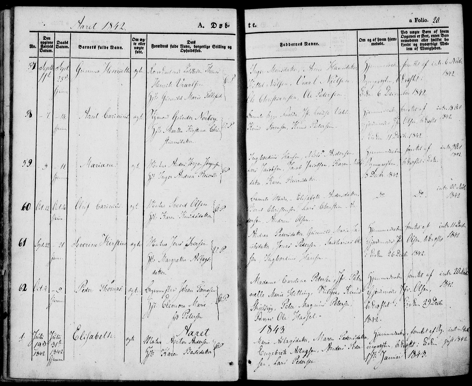 Porsgrunn kirkebøker , SAKO/A-104/F/Fa/L0006: Parish register (official) no. 6, 1841-1857, p. 20