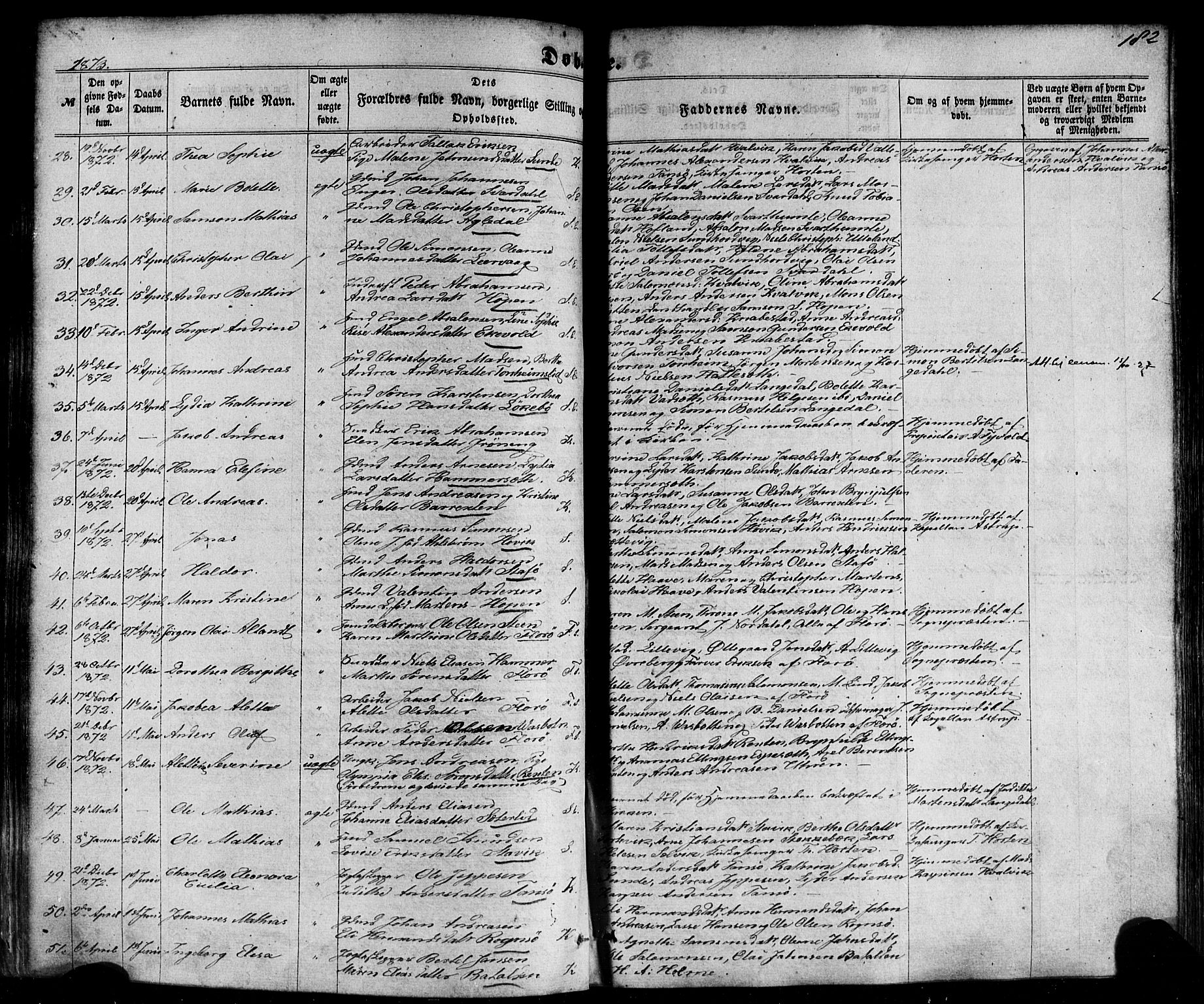 Kinn sokneprestembete, SAB/A-80801/H/Haa/Haaa/L0006: Parish register (official) no. A 6, 1857-1885, p. 182