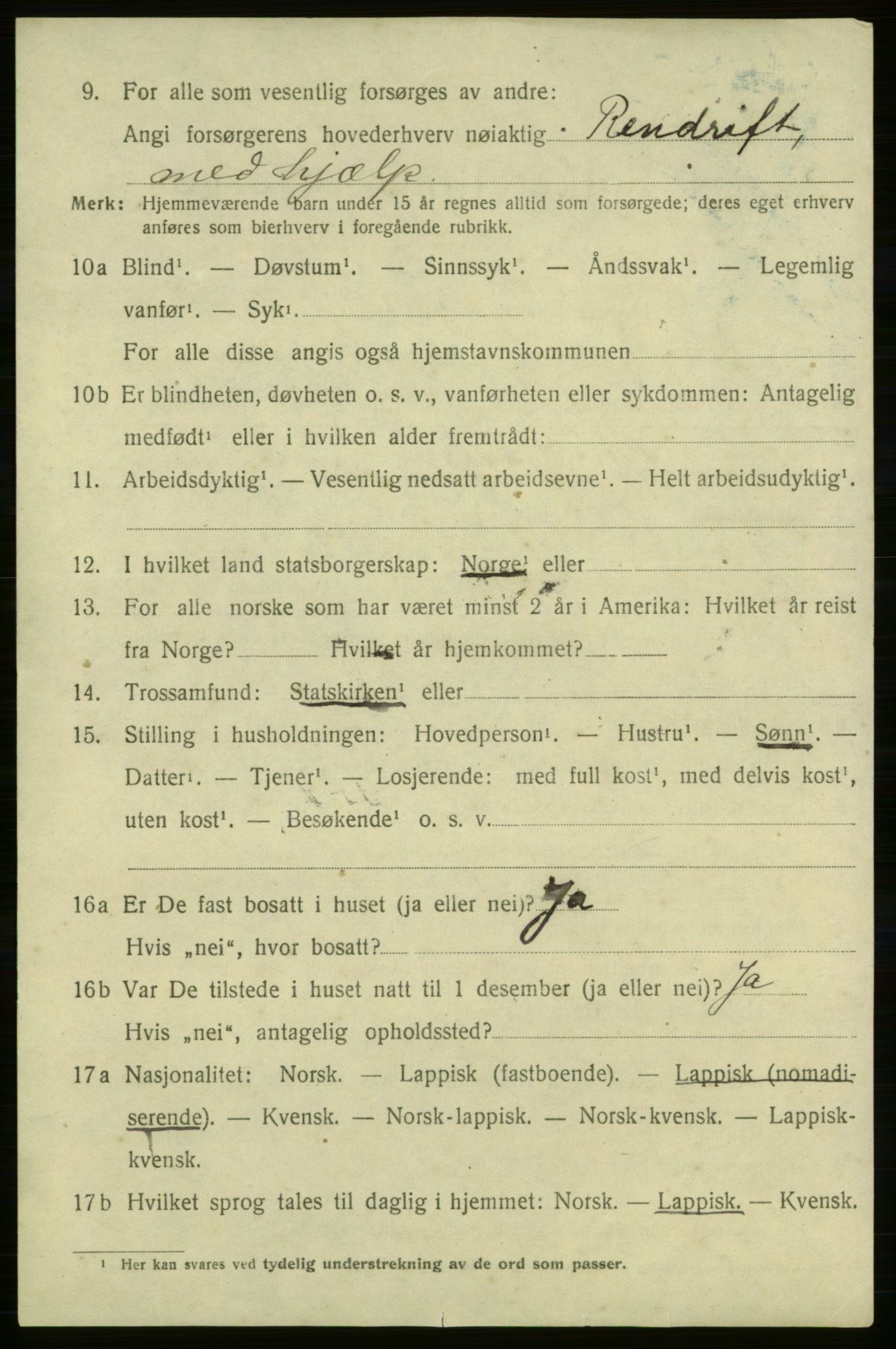 SATØ, 1920 census for Karasjok, 1920, p. 1923