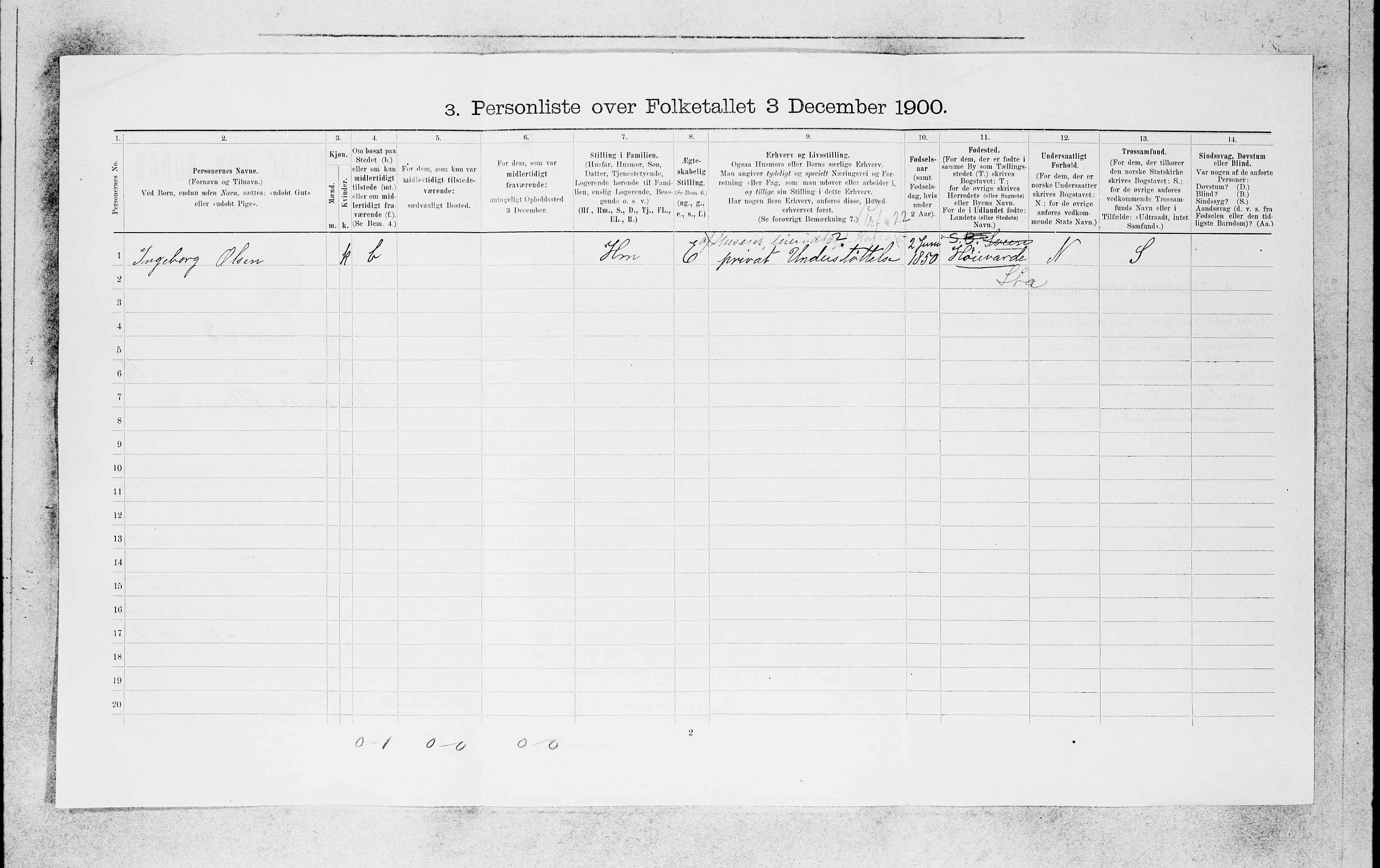 SAB, 1900 census for Bergen, 1900, p. 2199