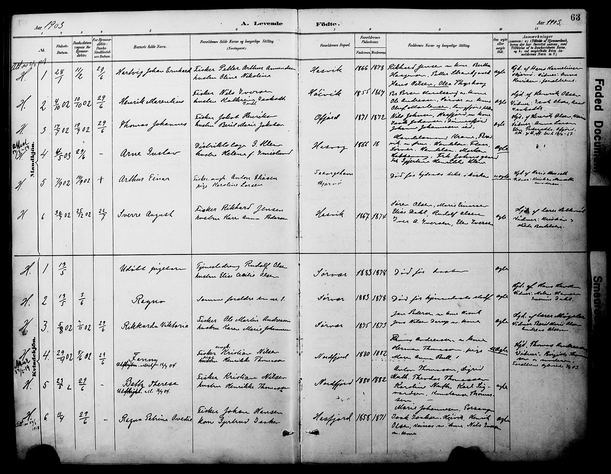 Loppa sokneprestkontor, SATØ/S-1339/H/Ha/L0008kirke: Parish register (official) no. 8, 1889-1907, p. 63