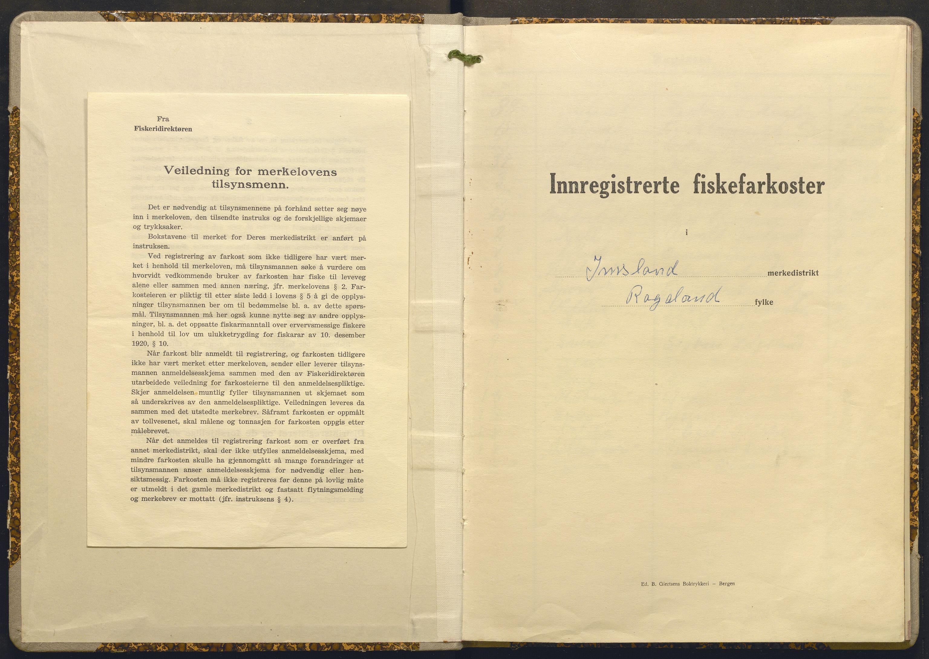 Fiskeridirektoratet - 1 Adm. ledelse - 13 Båtkontoret, AV/SAB-A-2003/I/Ia/Iai/L0047: 135.0918/2 Merkeprotokoll - Imsland, 1944-1964