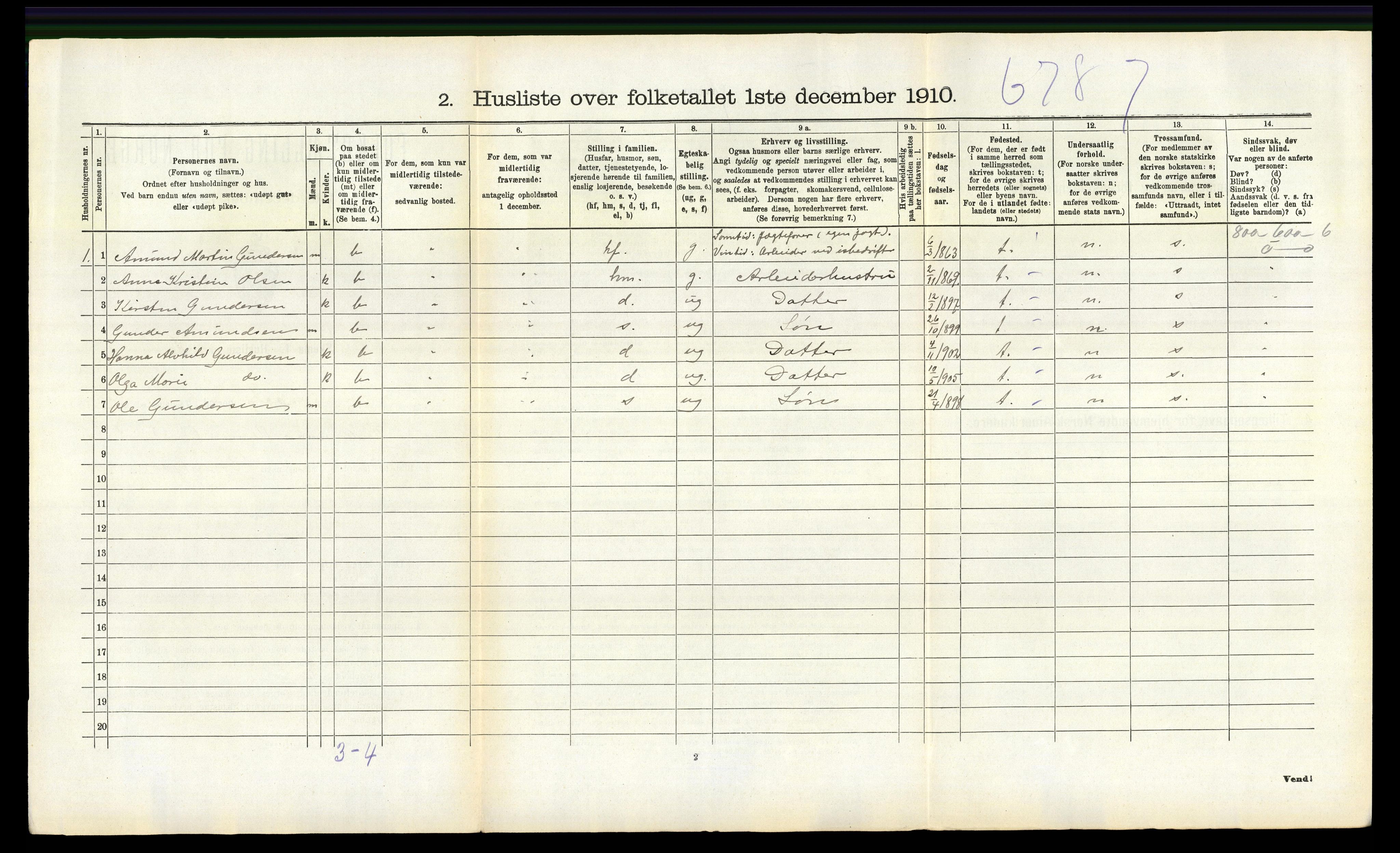 RA, 1910 census for Skåtøy, 1910, p. 1004