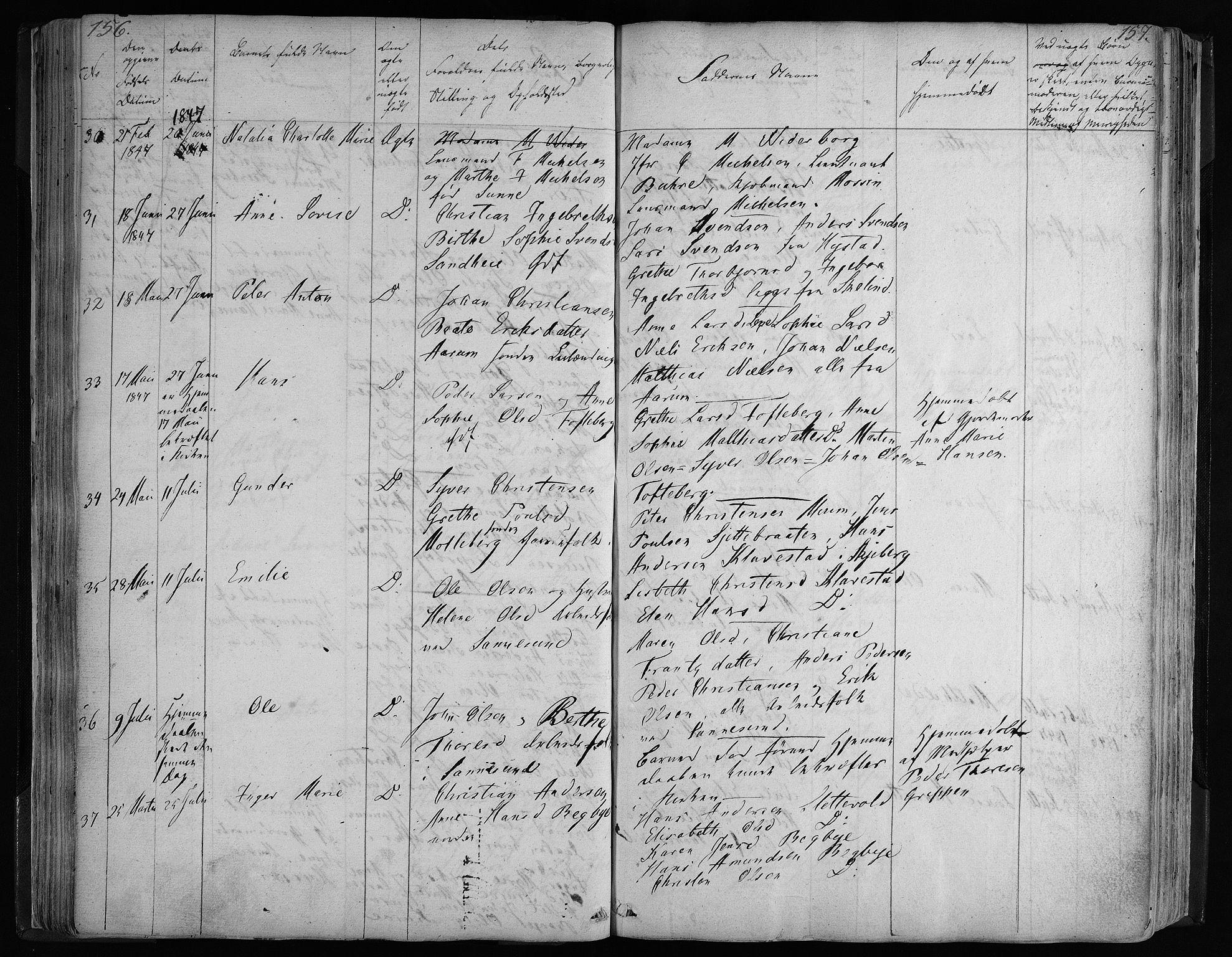 Borge prestekontor Kirkebøker, AV/SAO-A-10903/F/Fa/L0004: Parish register (official) no. I 4, 1836-1848, p. 156-157