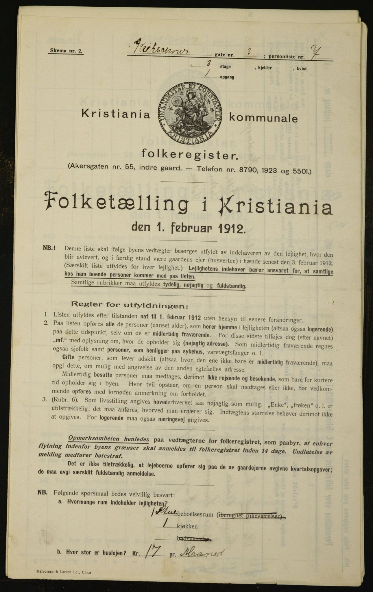 OBA, Municipal Census 1912 for Kristiania, 1912, p. 49712