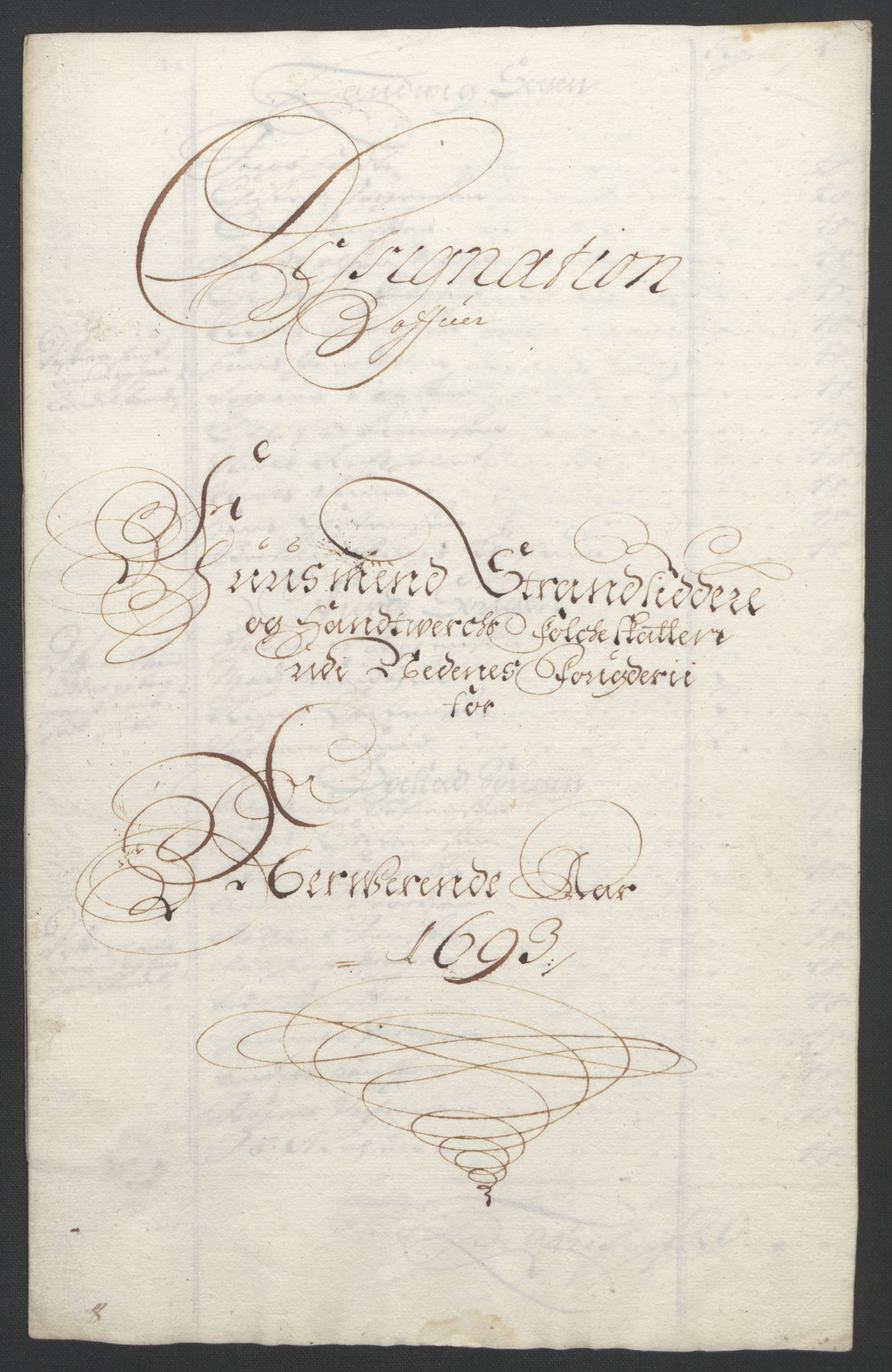 Rentekammeret inntil 1814, Reviderte regnskaper, Fogderegnskap, RA/EA-4092/R39/L2312: Fogderegnskap Nedenes, 1693-1695, p. 33