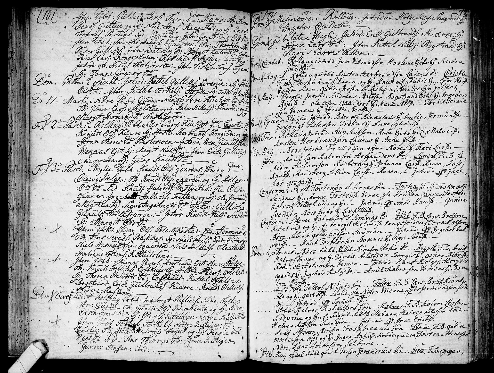 Rollag kirkebøker, AV/SAKO-A-240/F/Fa/L0003: Parish register (official) no. I 3, 1743-1778, p. 77