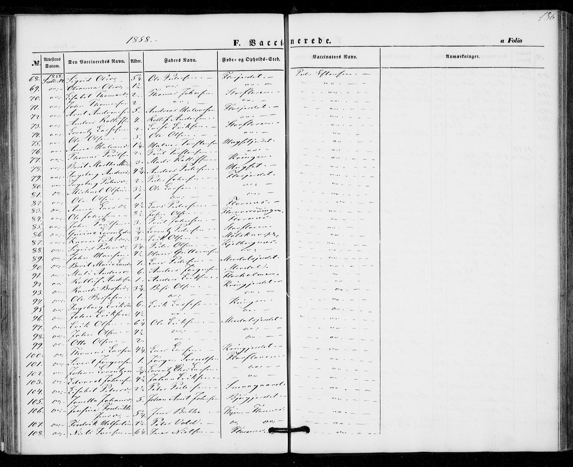Ministerialprotokoller, klokkerbøker og fødselsregistre - Nord-Trøndelag, SAT/A-1458/703/L0028: Parish register (official) no. 703A01, 1850-1862, p. 186