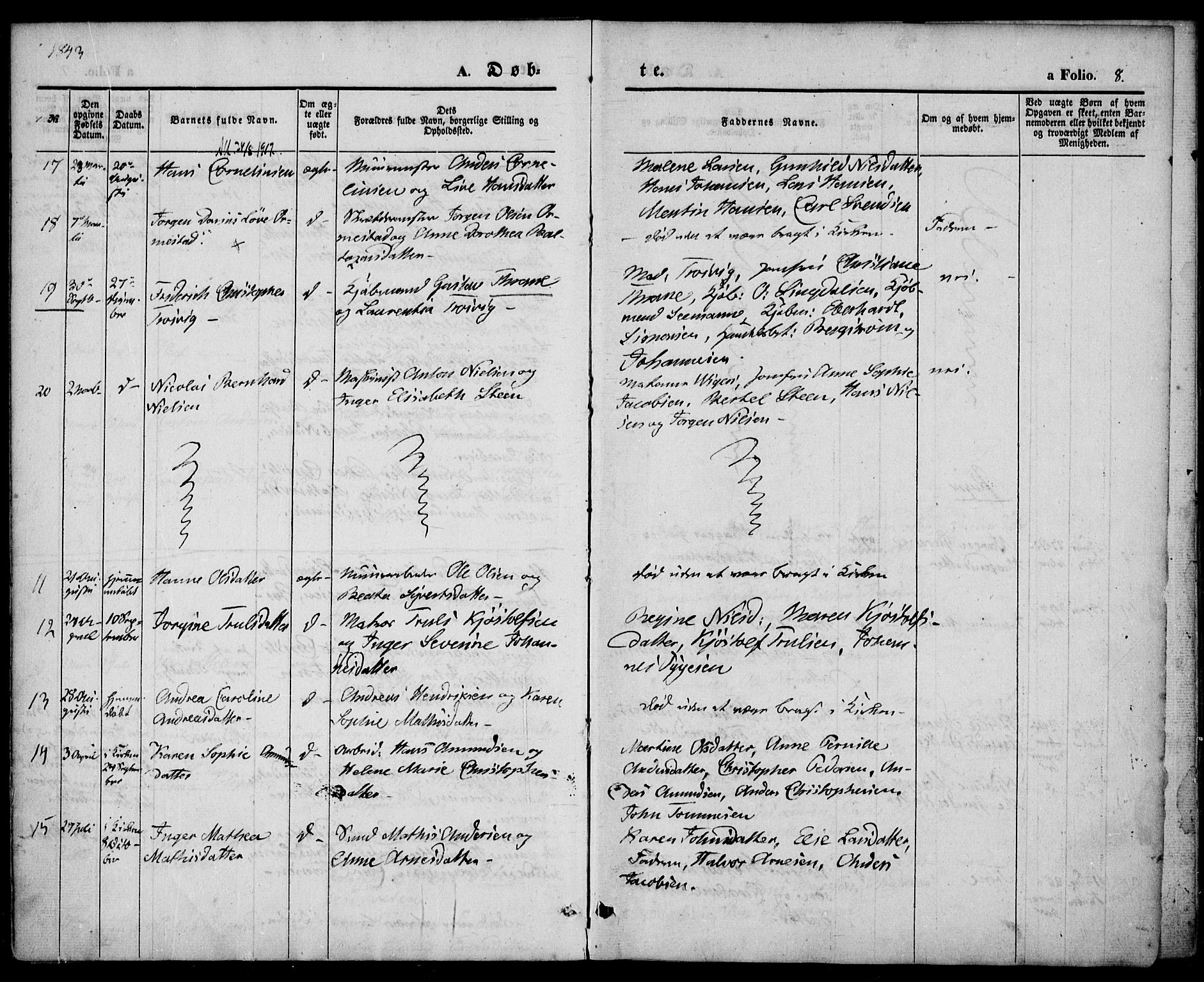 Larvik kirkebøker, SAKO/A-352/F/Fb/L0003: Parish register (official) no. II 3, 1842-1856, p. 8