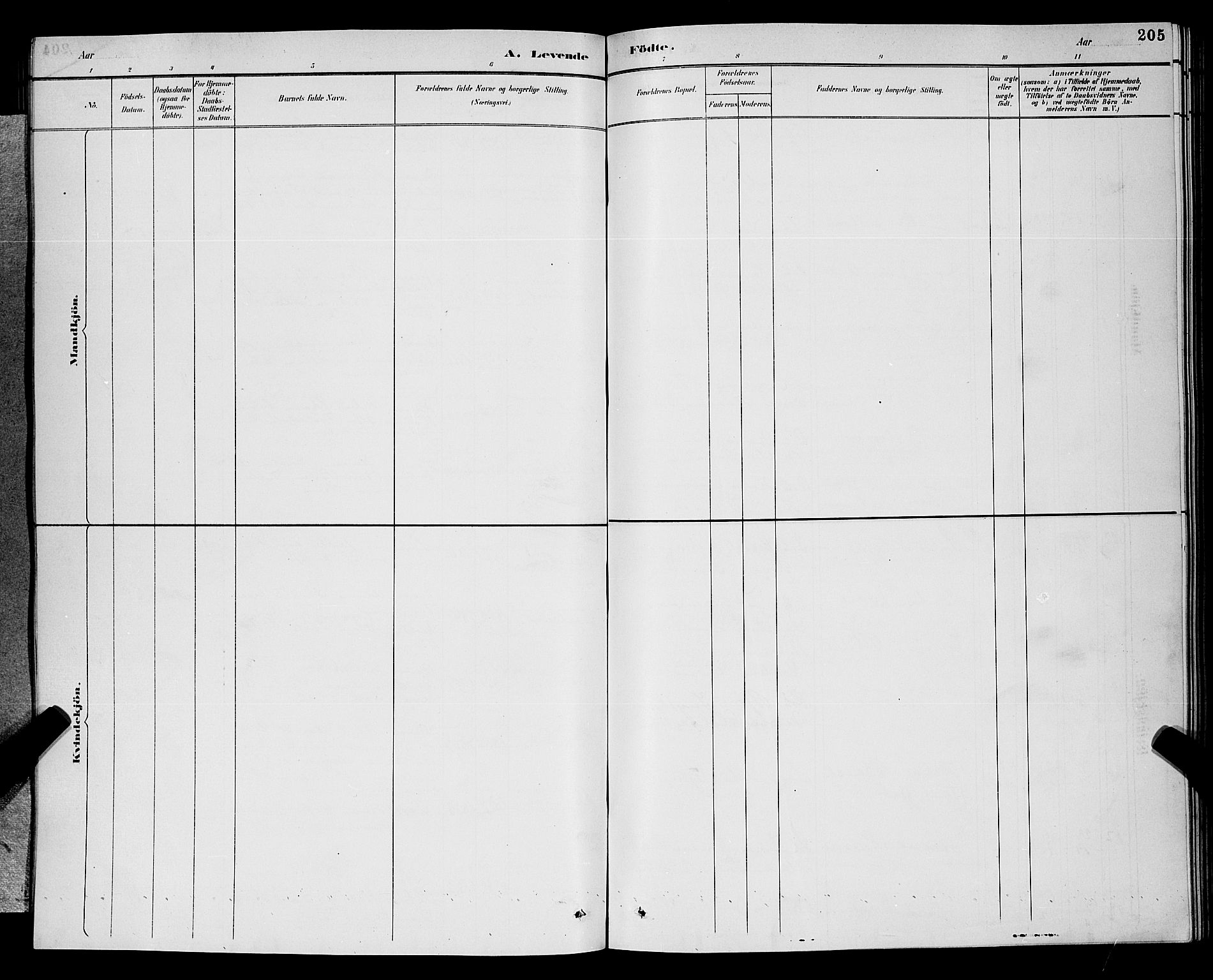 Gjerpen kirkebøker, SAKO/A-265/G/Ga/L0002: Parish register (copy) no. I 2, 1883-1900, p. 205