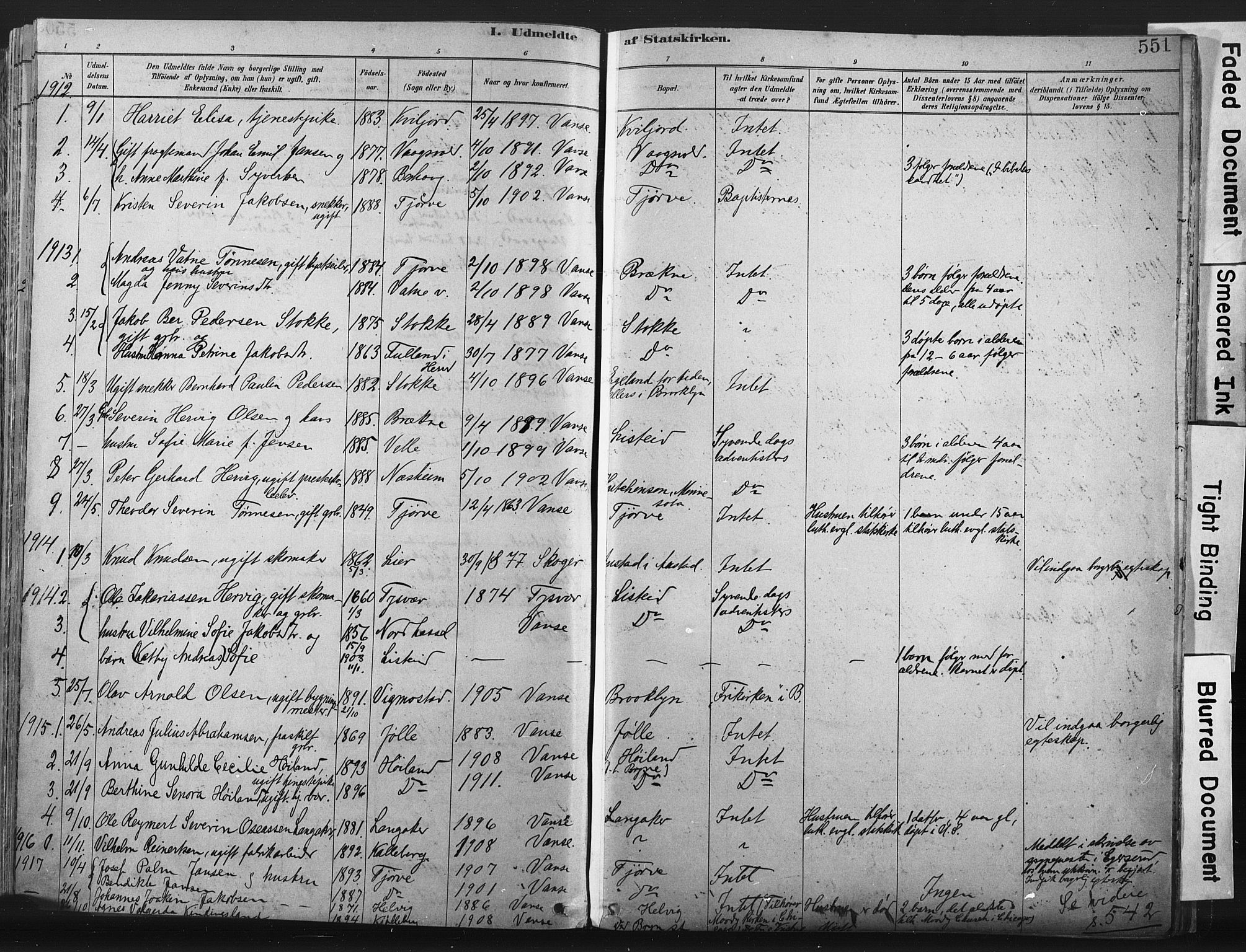 Lista sokneprestkontor, SAK/1111-0027/F/Fa/L0012: Parish register (official) no. A 12, 1879-1903, p. 551