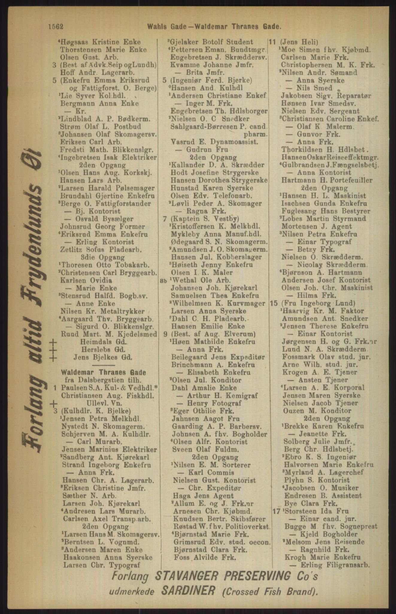 Kristiania/Oslo adressebok, PUBL/-, 1911, p. 1562