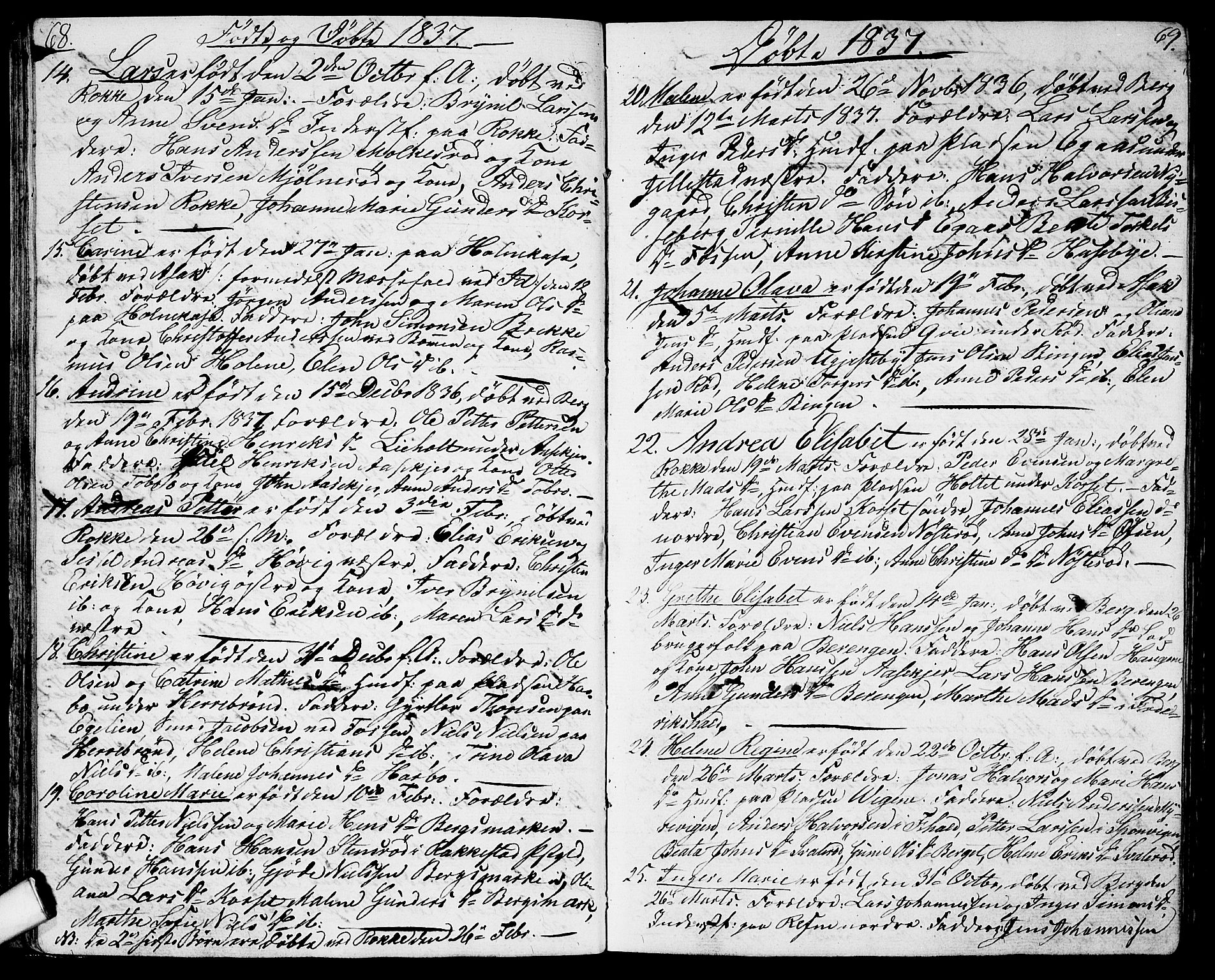 Berg prestekontor Kirkebøker, AV/SAO-A-10902/G/Ga/L0002: Parish register (copy) no. I 2, 1832-1844, p. 68-69