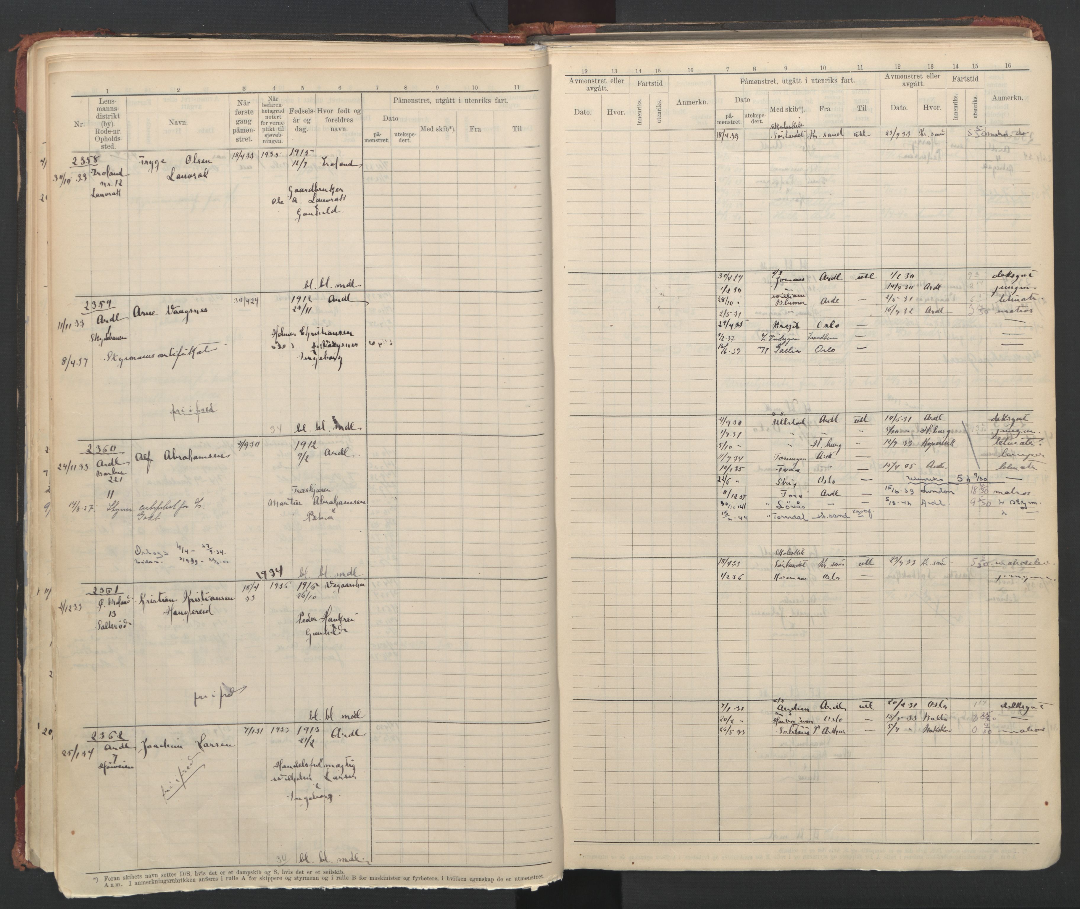 Arendal mønstringskrets, AV/SAK-2031-0012/F/Fb/L0023: Hovedrulle A nr 2243-2767, S-21, 1929-1949, p. 26