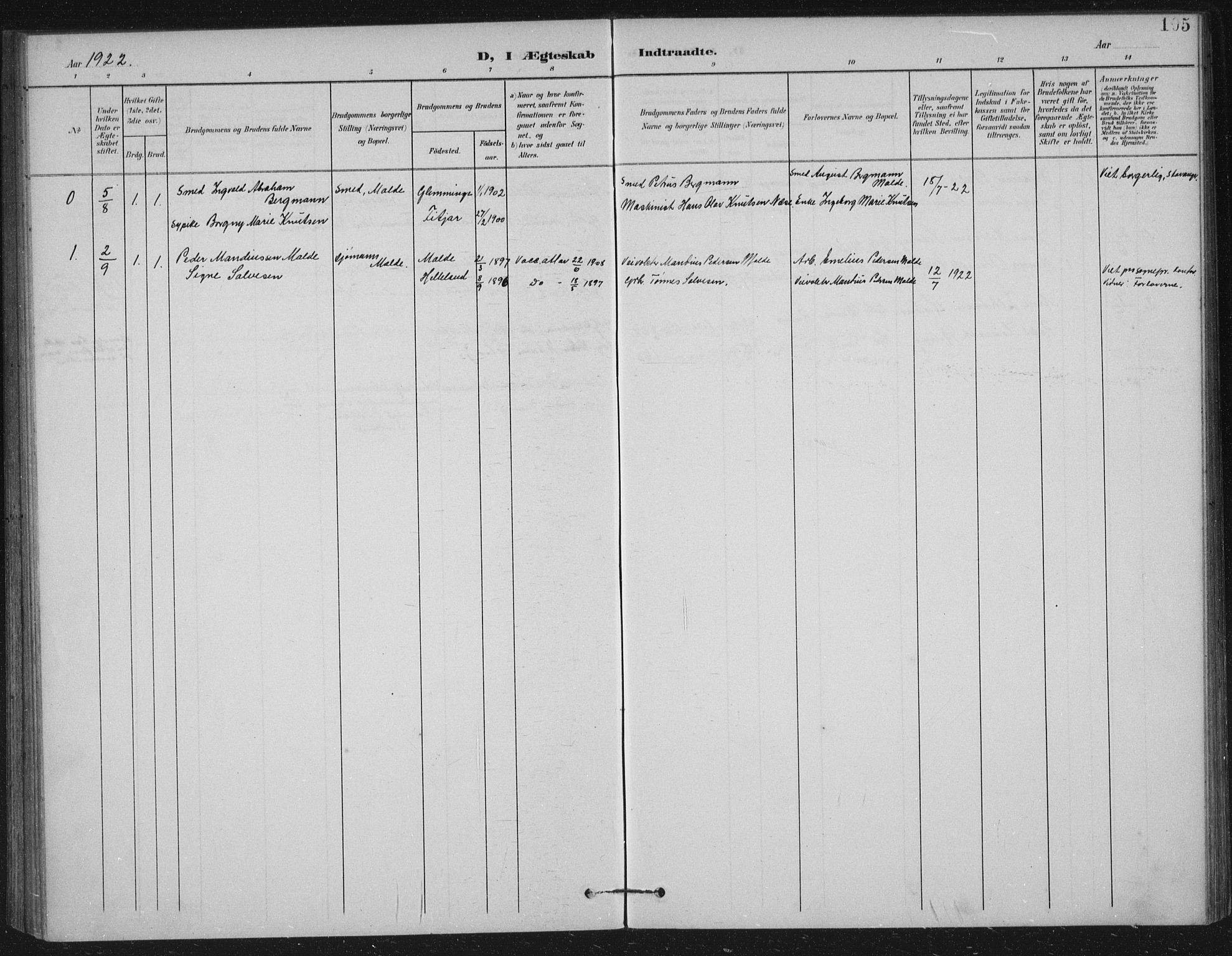 Håland sokneprestkontor, AV/SAST-A-101802/002/B/L0001: Parish register (official) no. A 13, 1901-1923, p. 105