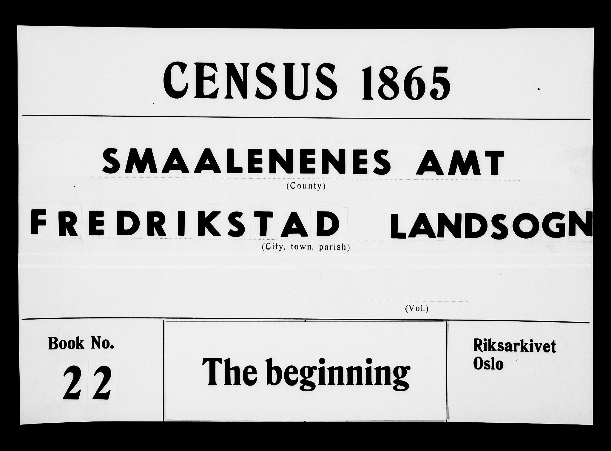 RA, 1865 census for Fredrikstad/Glemmen, 1865, p. 1