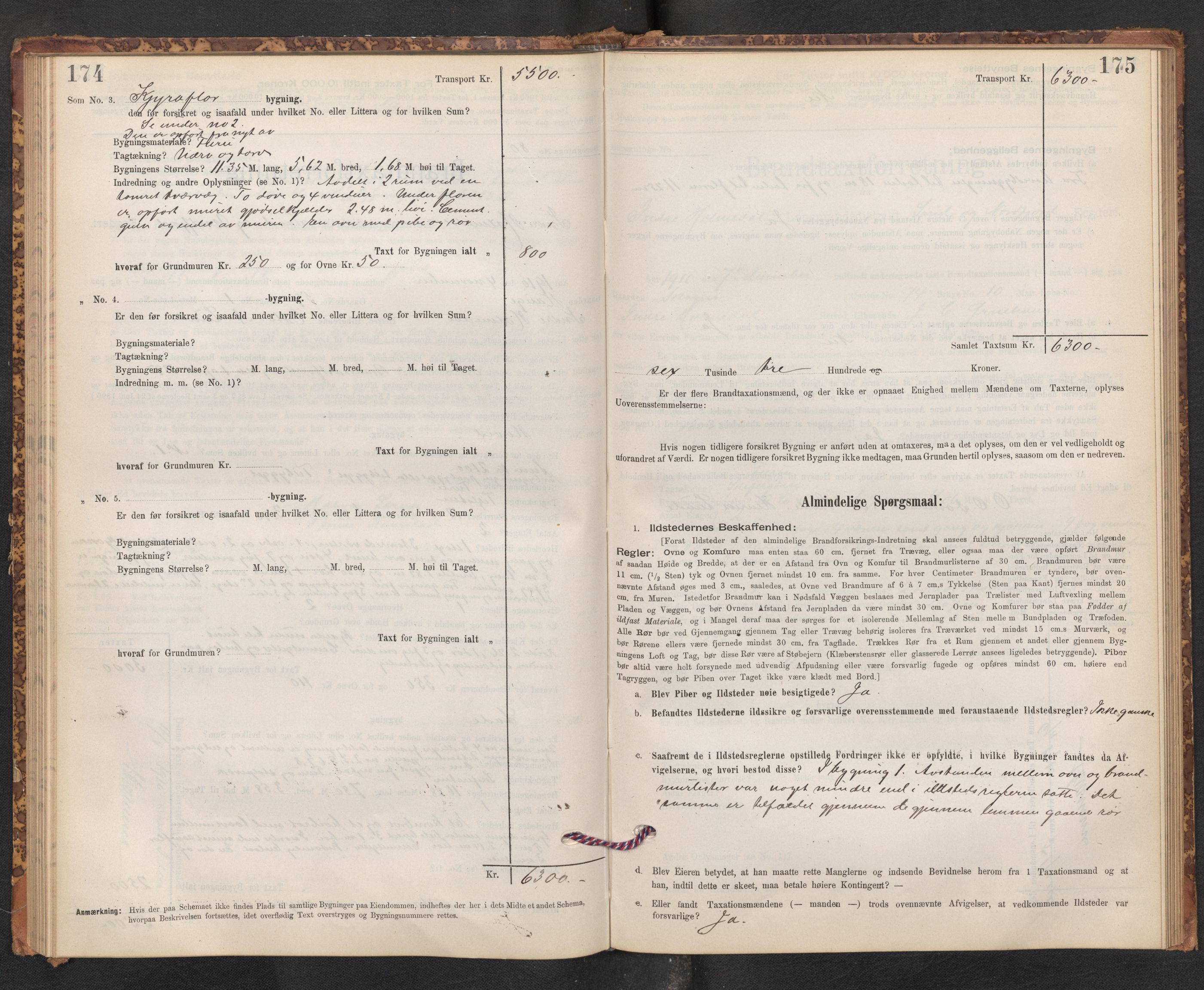 Lensmannen i Gaular, SAB/A-27601/0012/L0005: Branntakstprotokoll, skjematakst, 1895-1917, p. 174-175