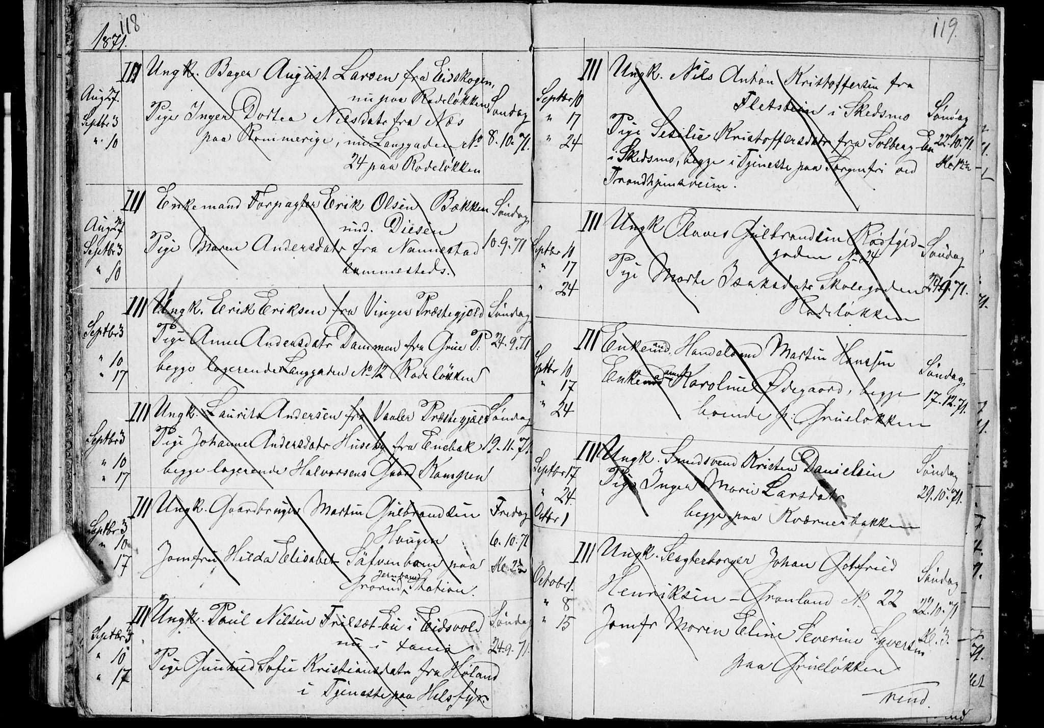 Østre Aker prestekontor Kirkebøker, AV/SAO-A-10840/H/Ha/L0002: Banns register no. I 2, 1861-1872, p. 118-119